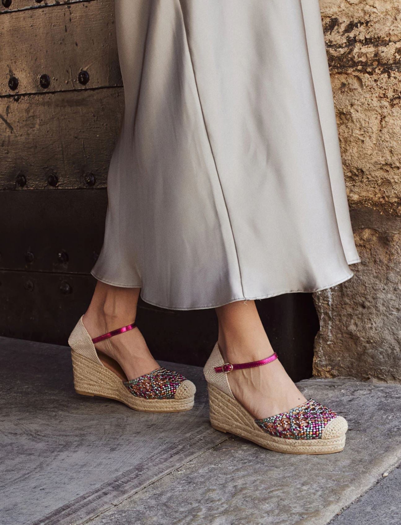 alpargatas cunas altas de espartos para mujer con plataforma y plantilla acolchada color Multicolor talla 38