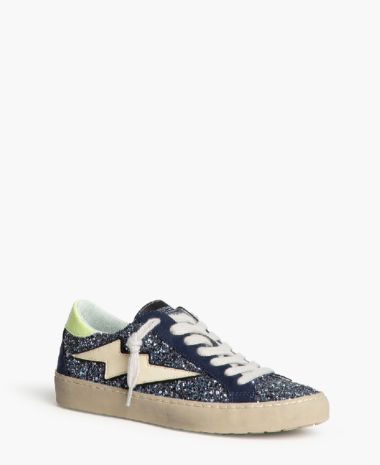 Zapatillas Casual para Mujer con Detalles Brillantes y Estrella Azul, combina confort y estilo.Corina