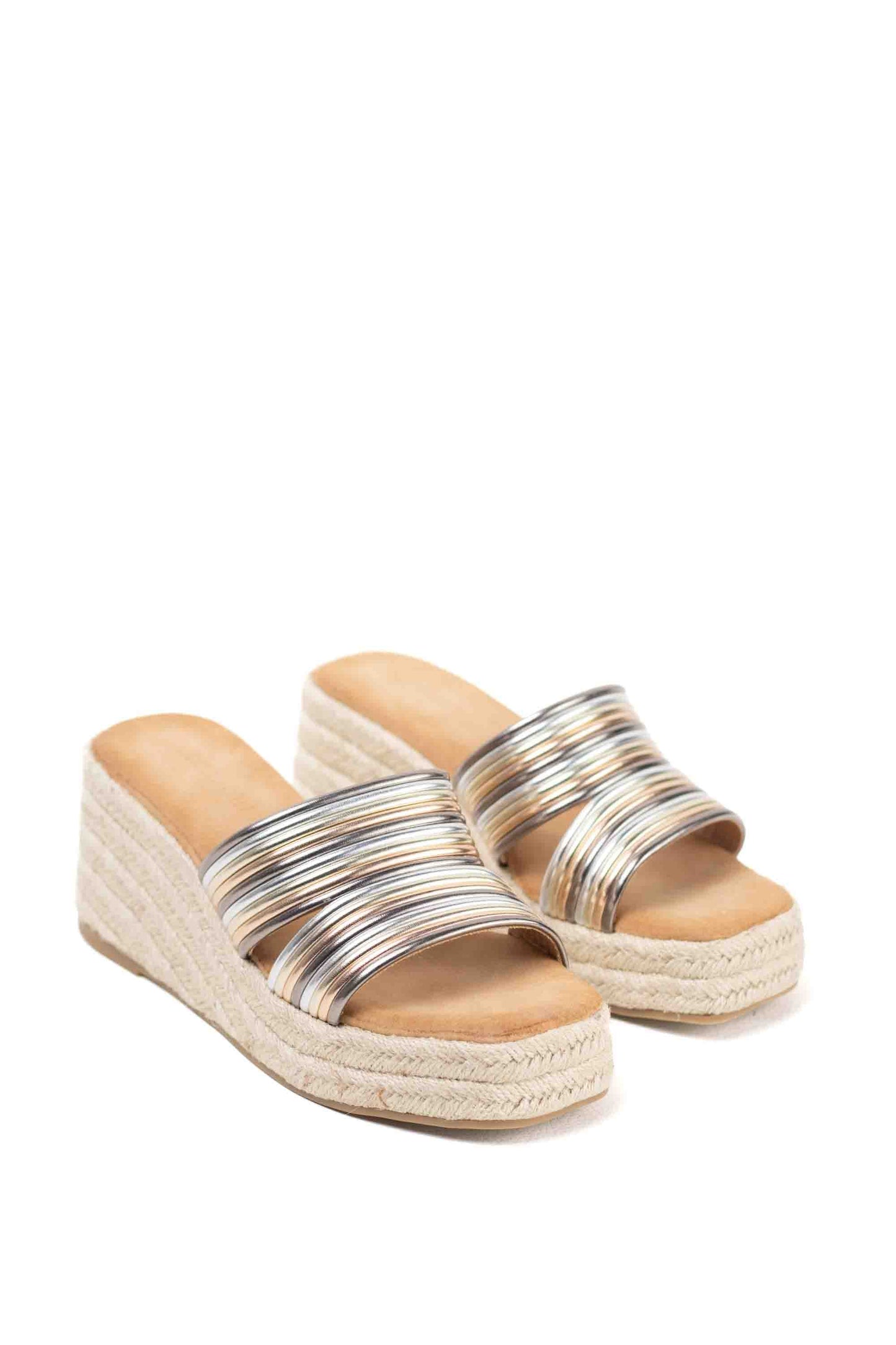 sandalias cunas espartos mujer con plataforma PEWTER 38