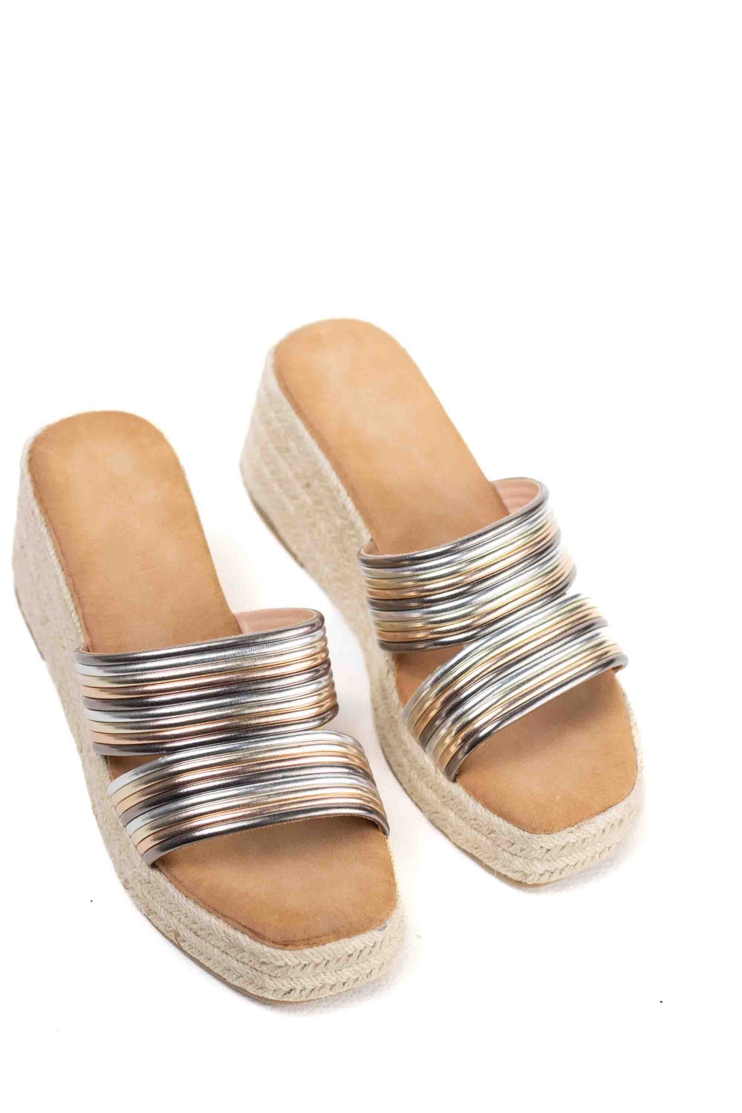 sandalias cunas espartos mujer con plataforma PEWTER 37