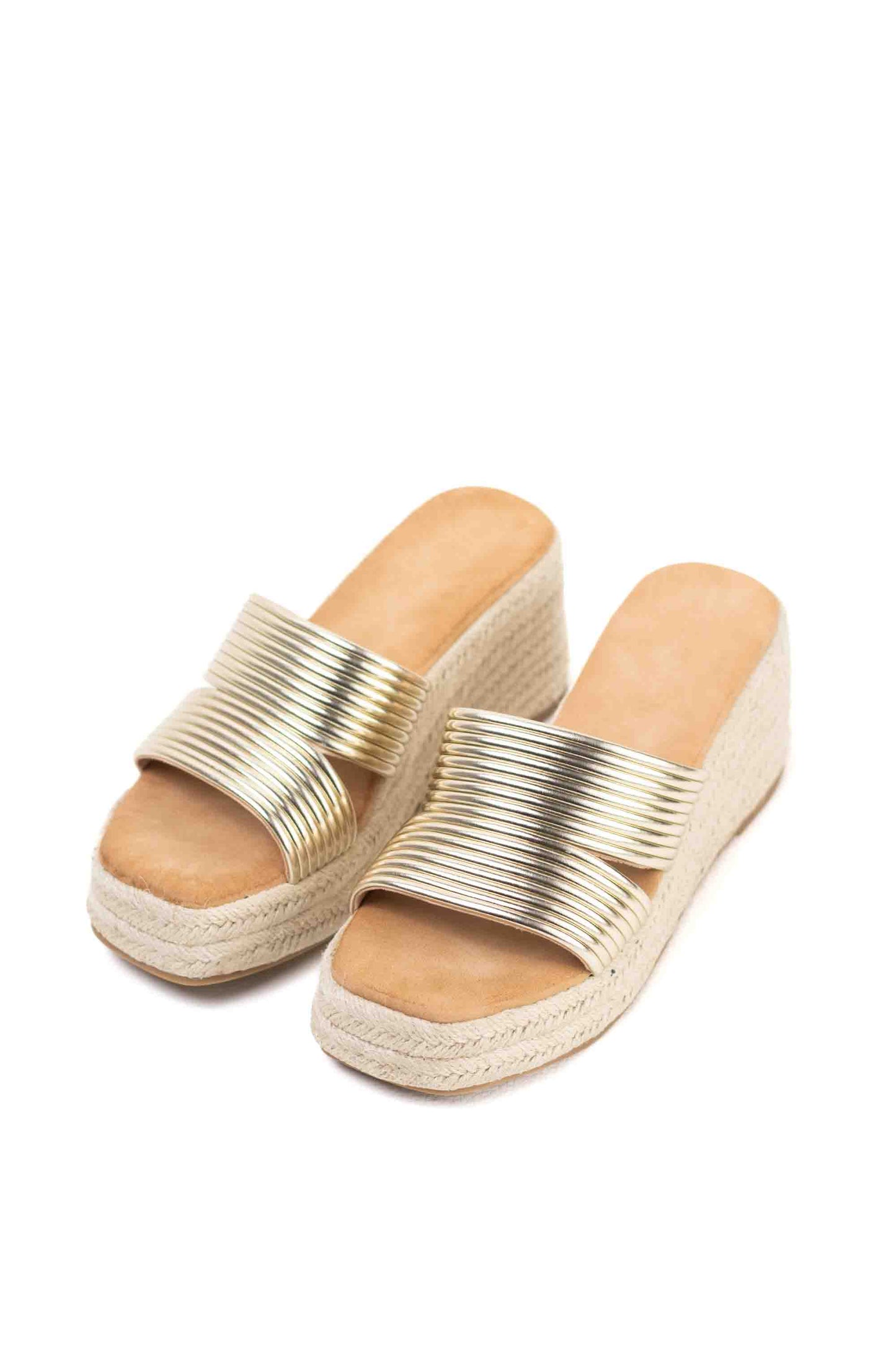 sandalias cunas espartos mujer con plataforma DORADO 38