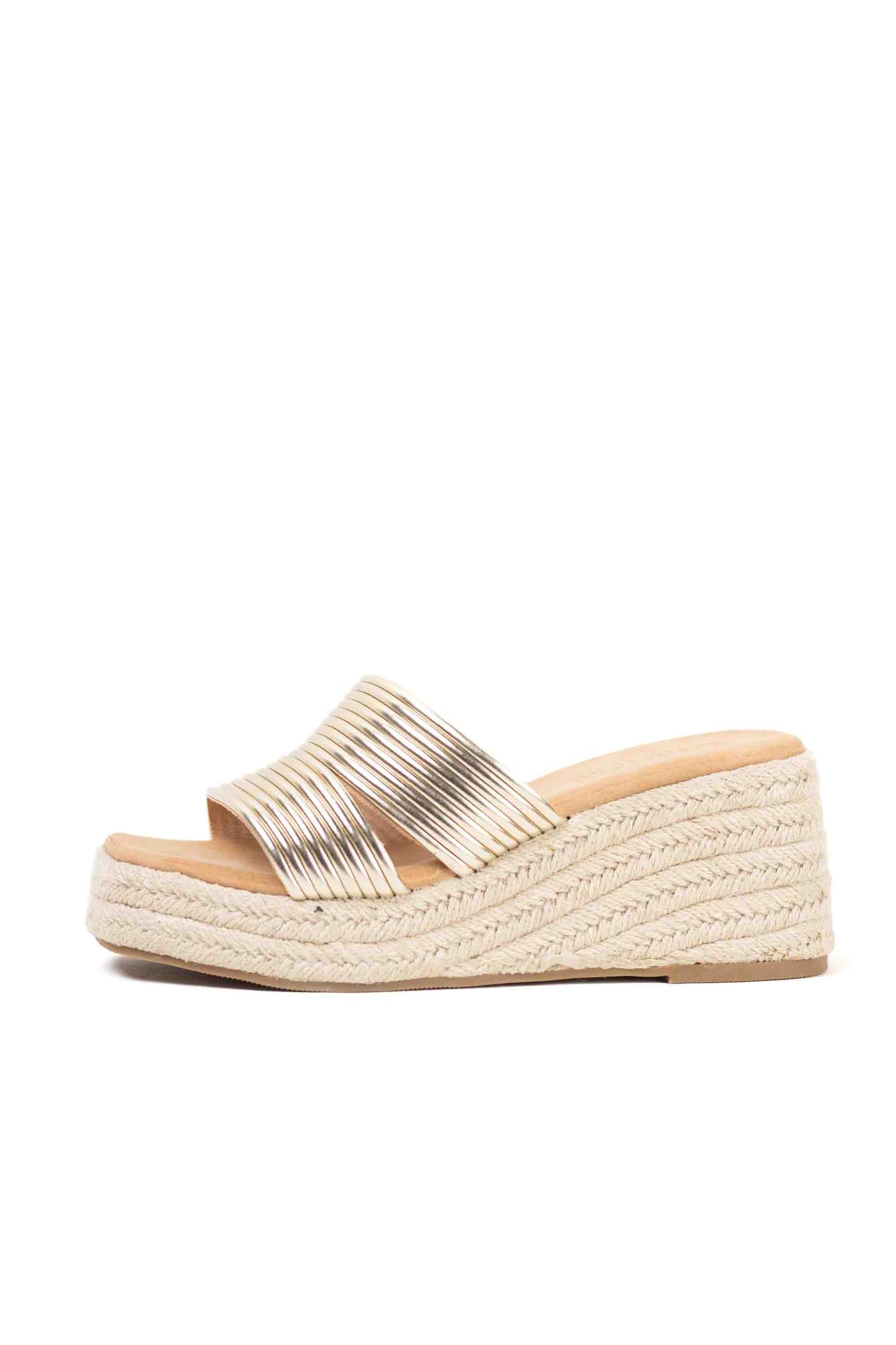 sandalias cunas espartos mujer con plataforma DORADO 40