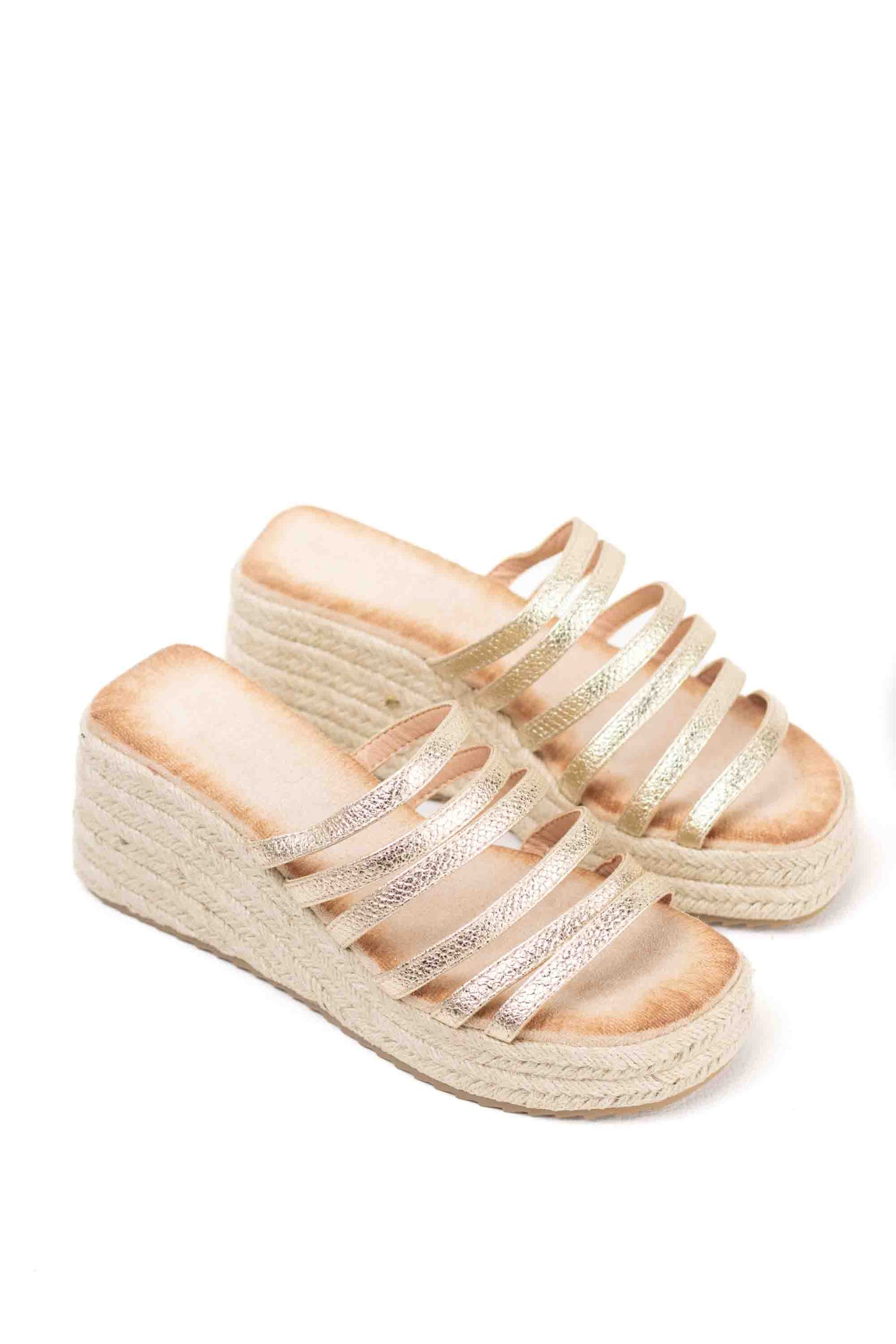 sandalias cunas espartos mujer plantilla almohadilla Dorado 38