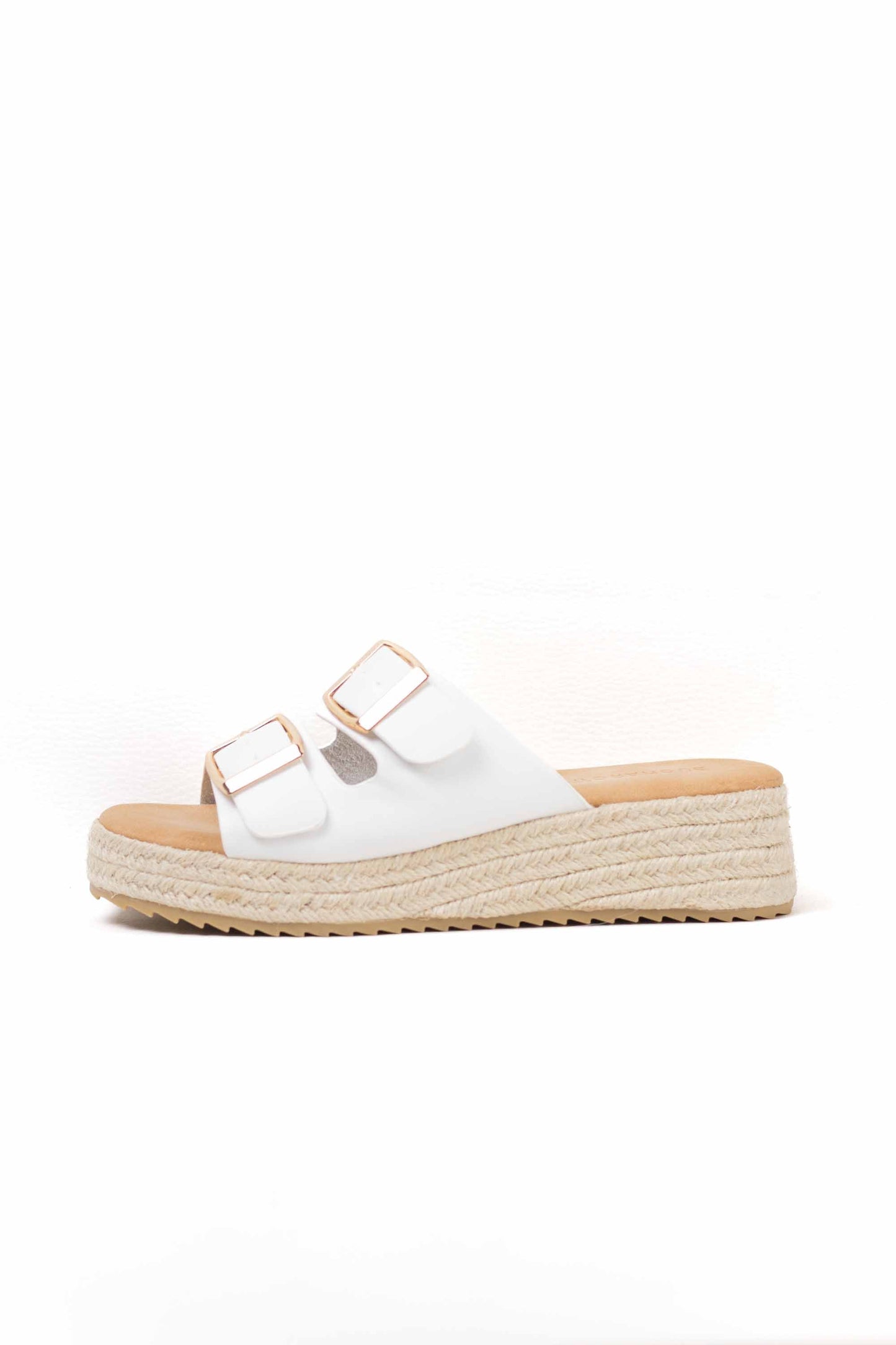 sandalias plataforma espartos doble hebilla Blanco 41