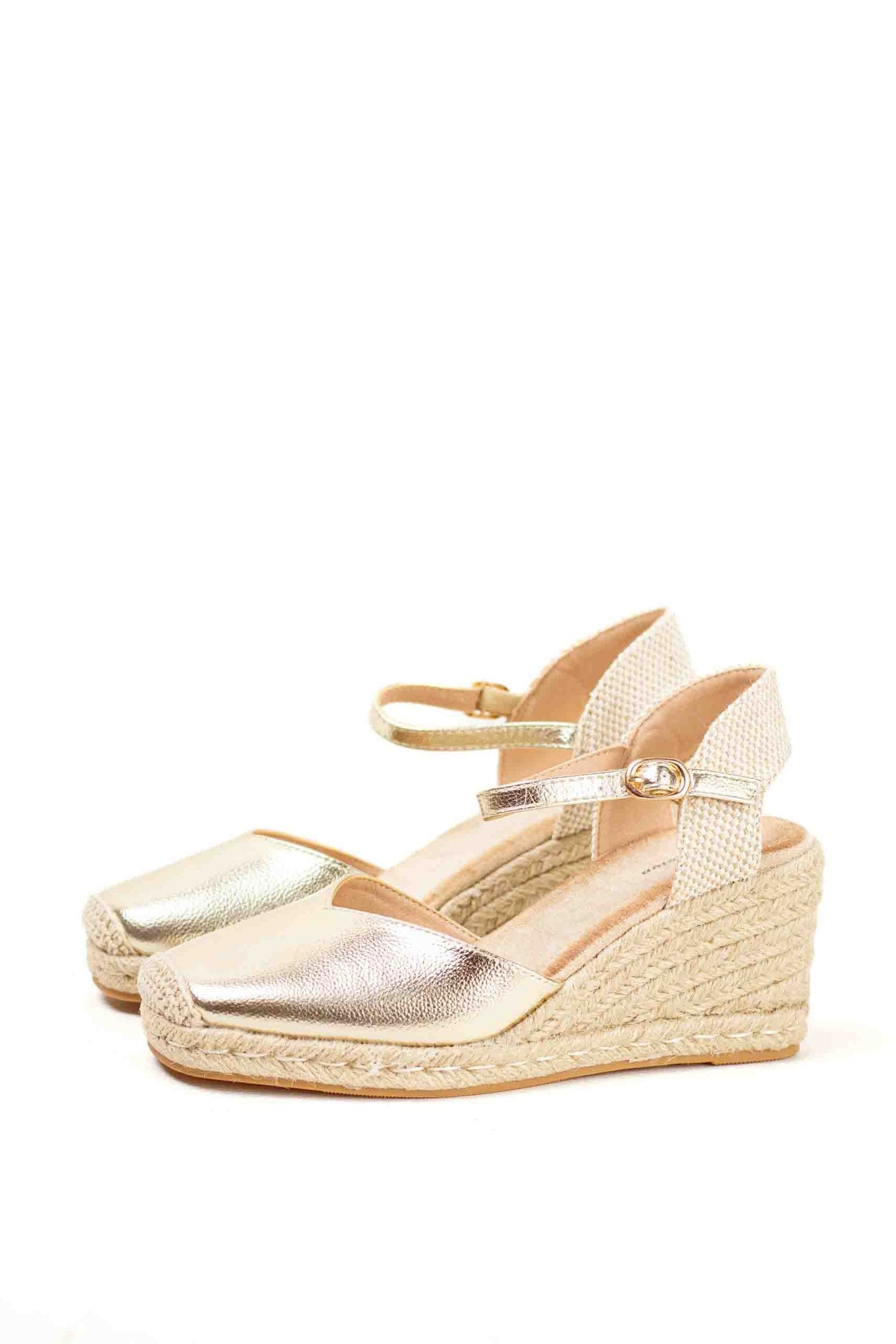 alpargatas doradas mujer cuna altas de espartos con plataforma con plantilla almohadilla color Negro talla 40