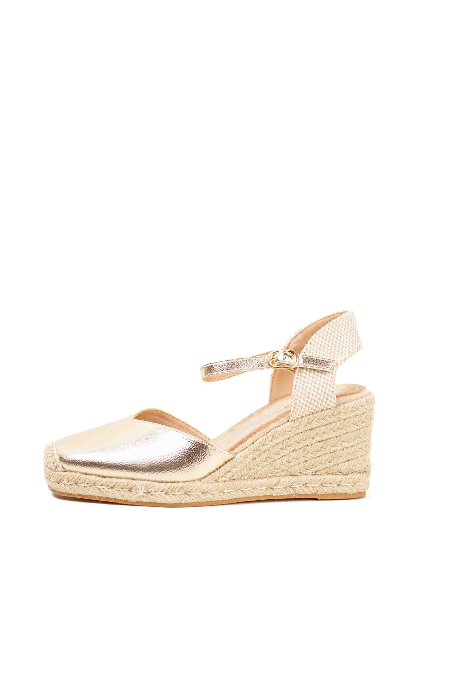 alpargatas doradas mujer cuna altas de espartos con plataforma con plantilla almohadilla color Gold talla 38