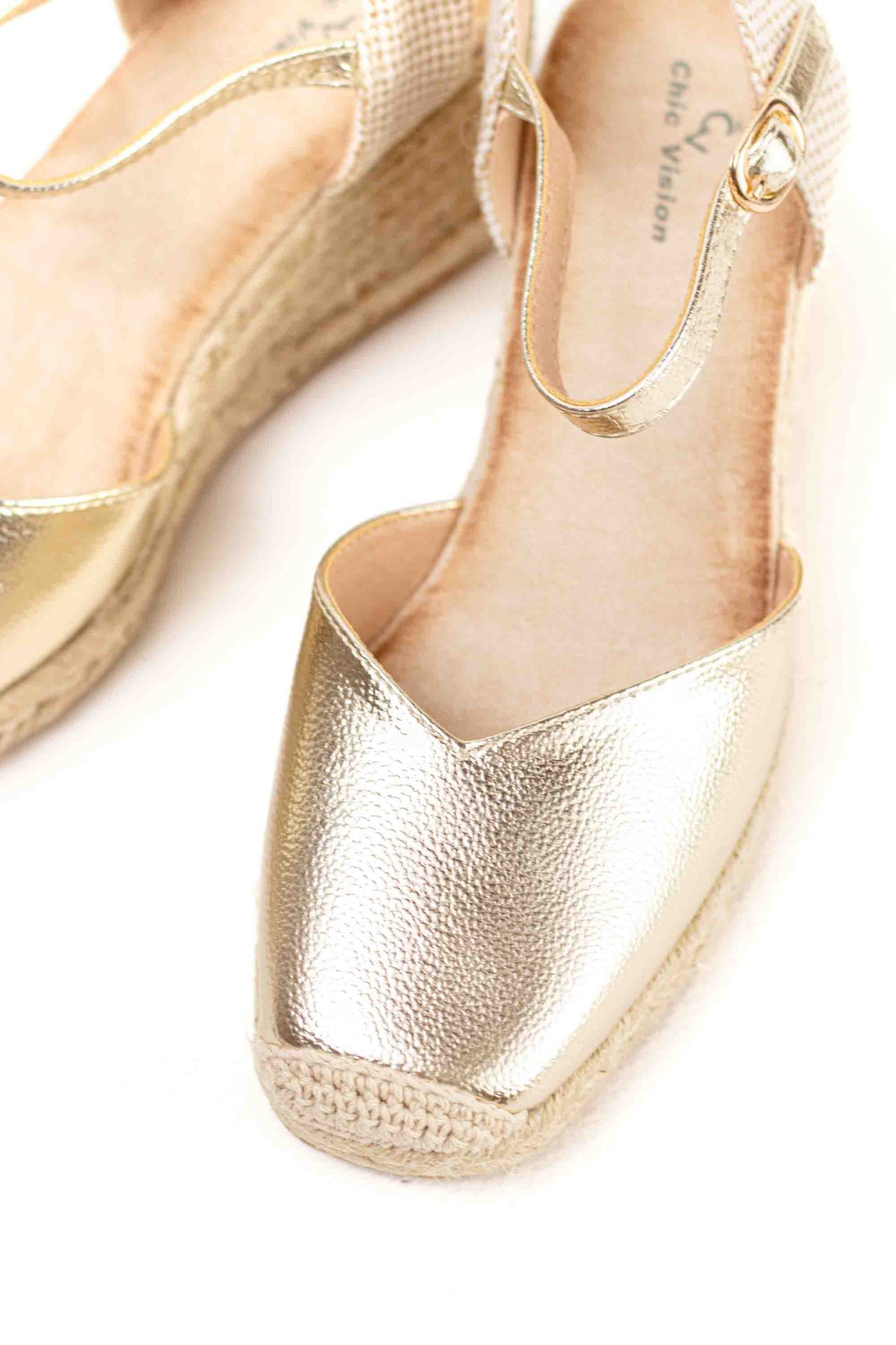 alpargatas doradas mujer cuna altas de espartos con plataforma con plantilla almohadilla color Gold talla 40