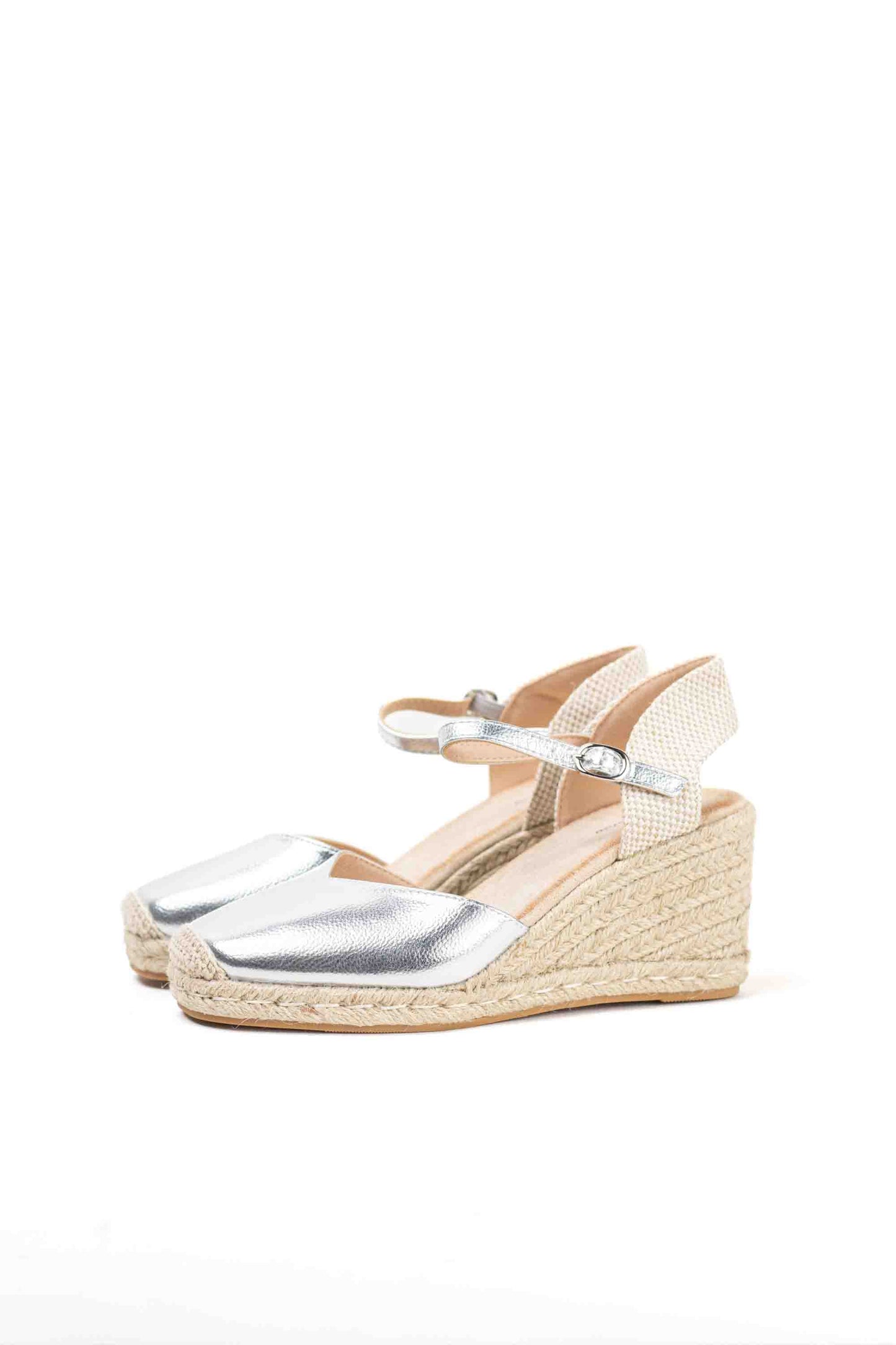 alpargatas doradas mujer cuna altas de espartos con plataforma con plantilla almohadilla color Silver talla 36