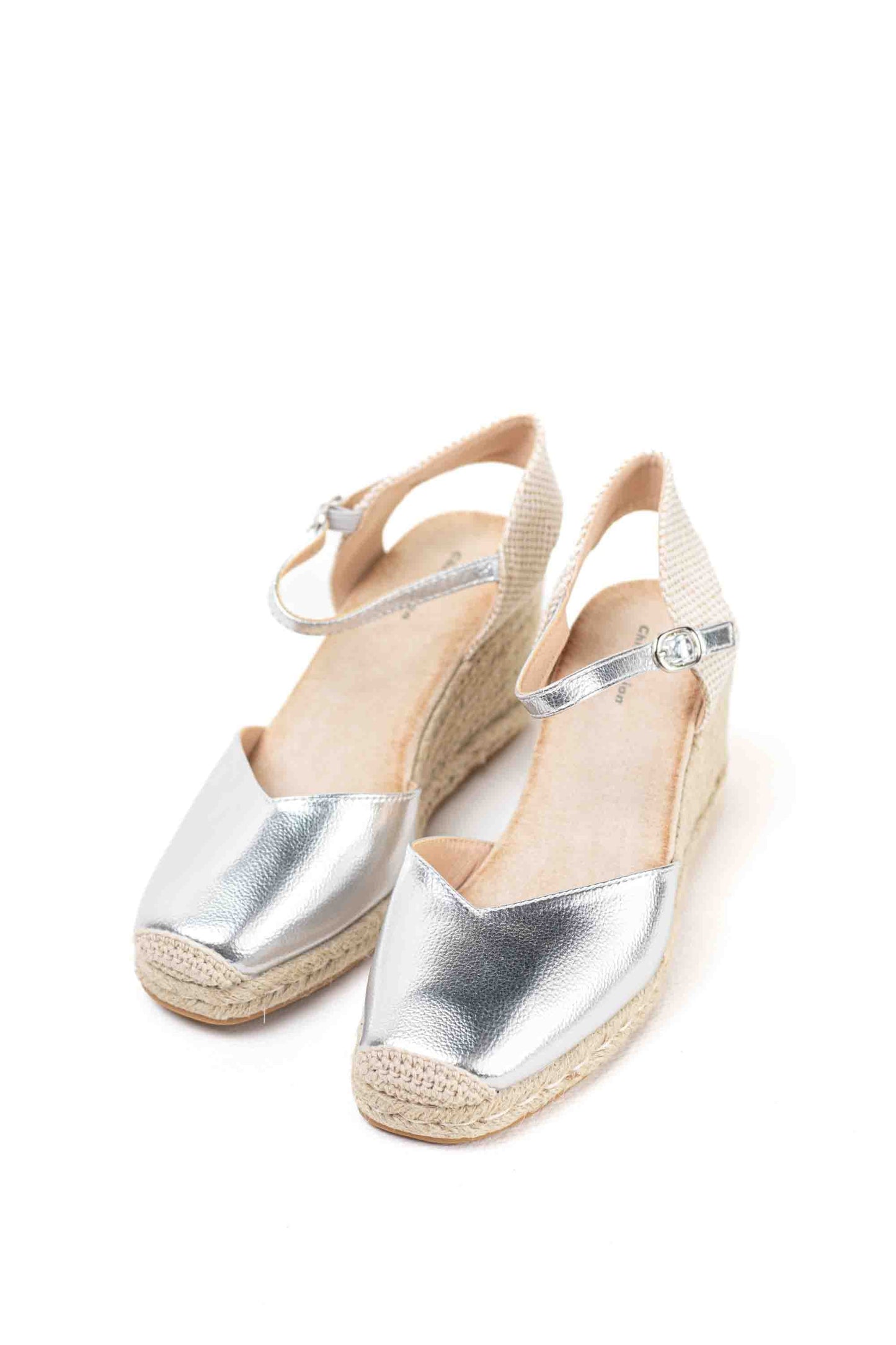 alpargatas doradas mujer cuna altas de espartos con plataforma con plantilla almohadilla color Silver talla 37