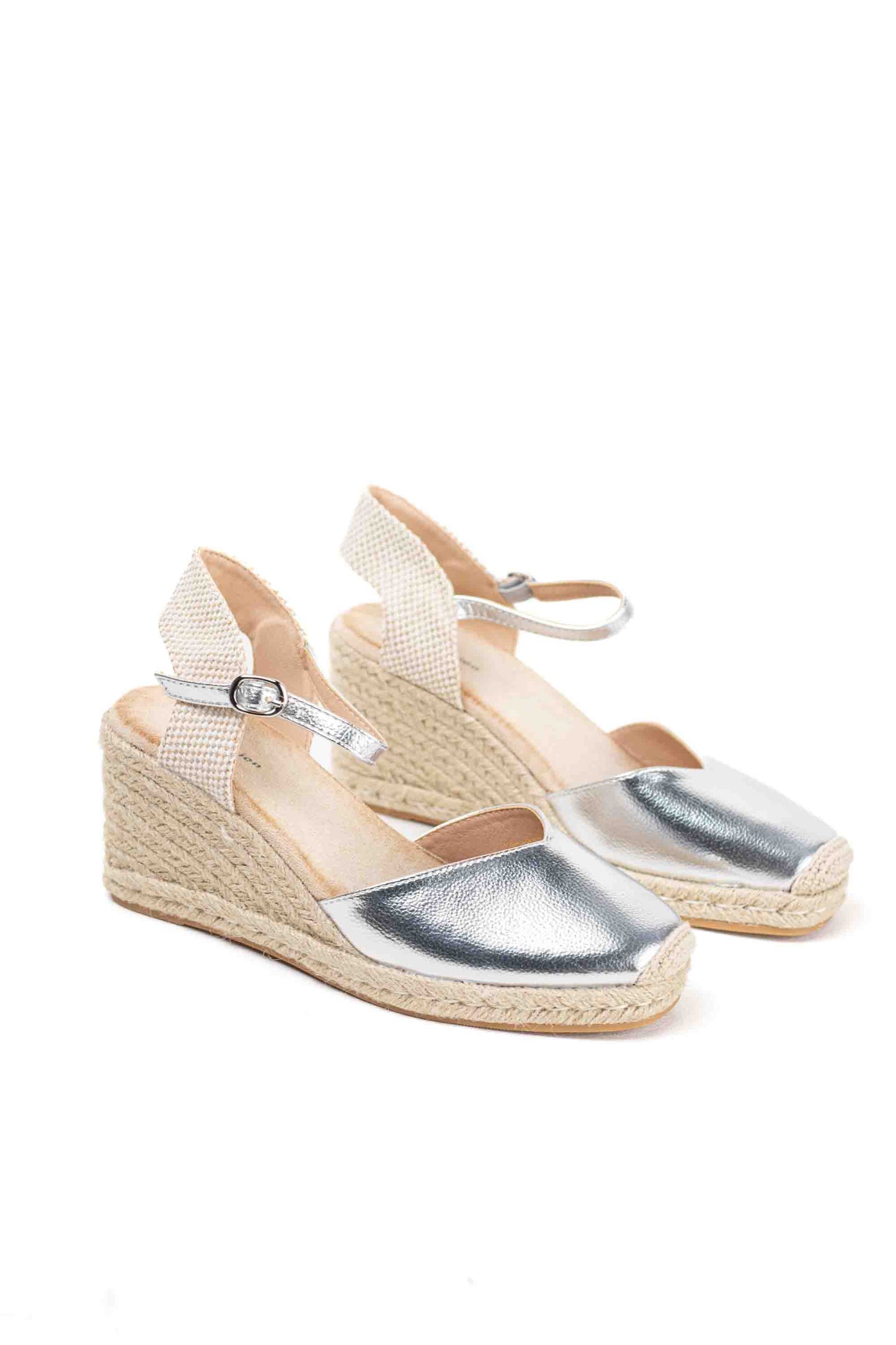 alpargatas doradas mujer cuna altas de espartos con plataforma con plantilla almohadilla color Silver talla 38