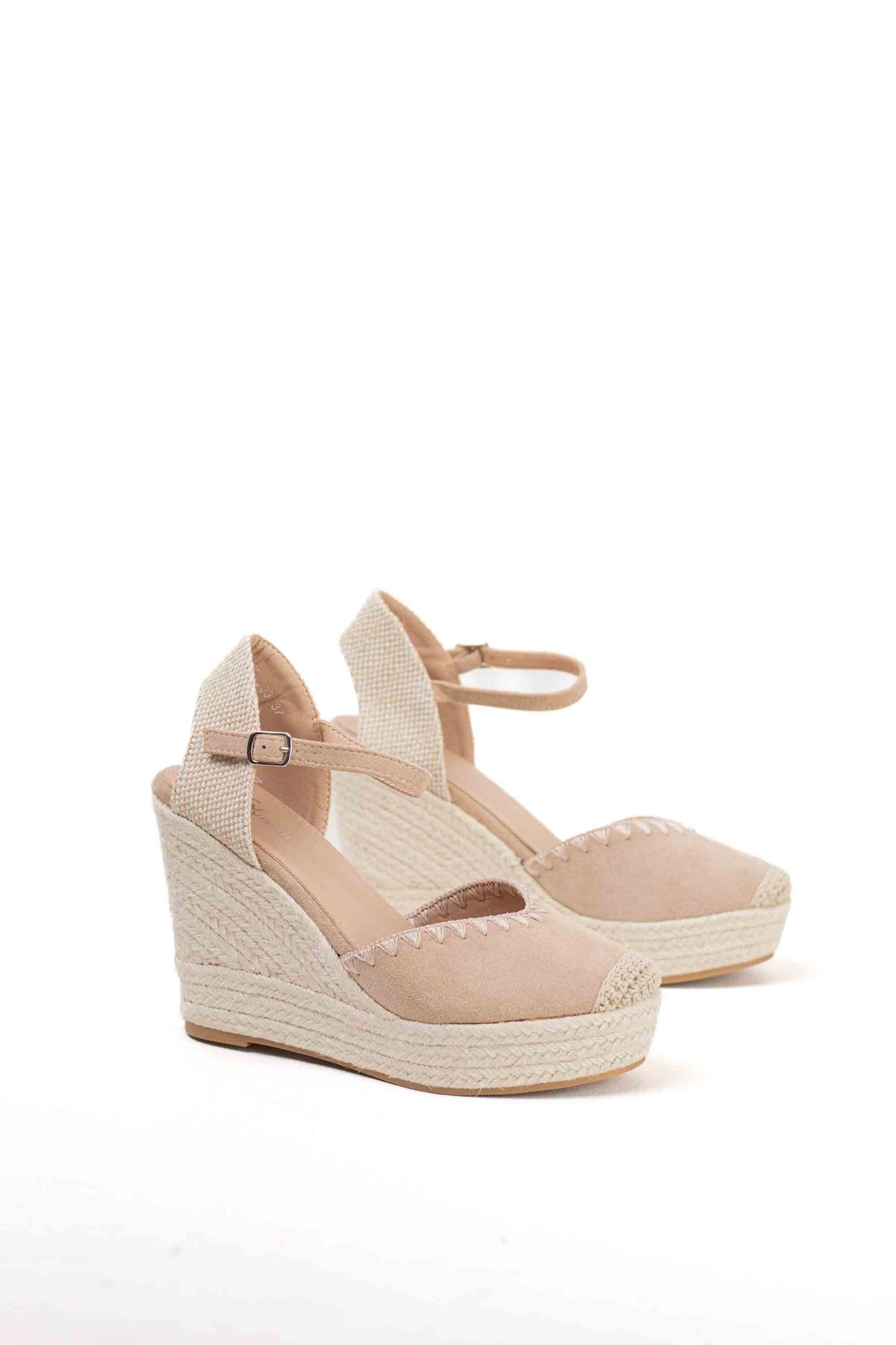 alpargatas cunas espartos altas con plataforma color Taupe talla 36