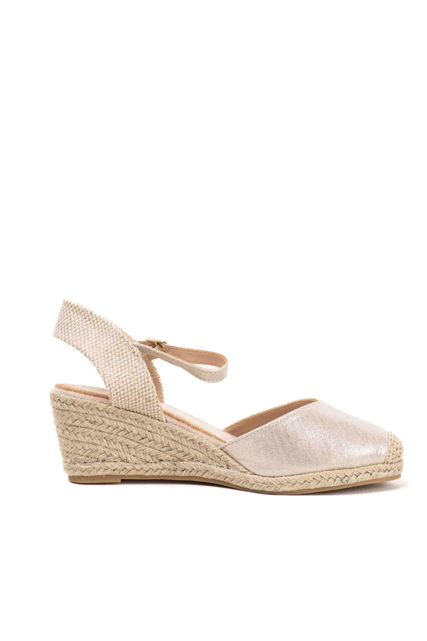 Cuñas de Esparto Elegantes en Negro y Beige con Hebilla