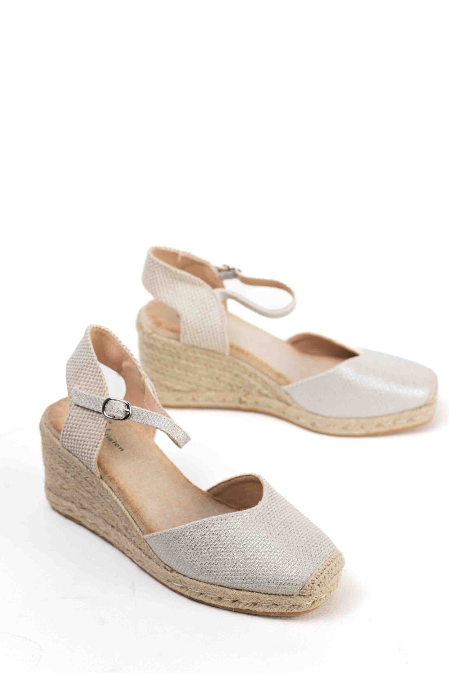 alpargatas doradas mujer cuna altas de espartos con plataforma con plantilla almohadilla color Plateado talla 36