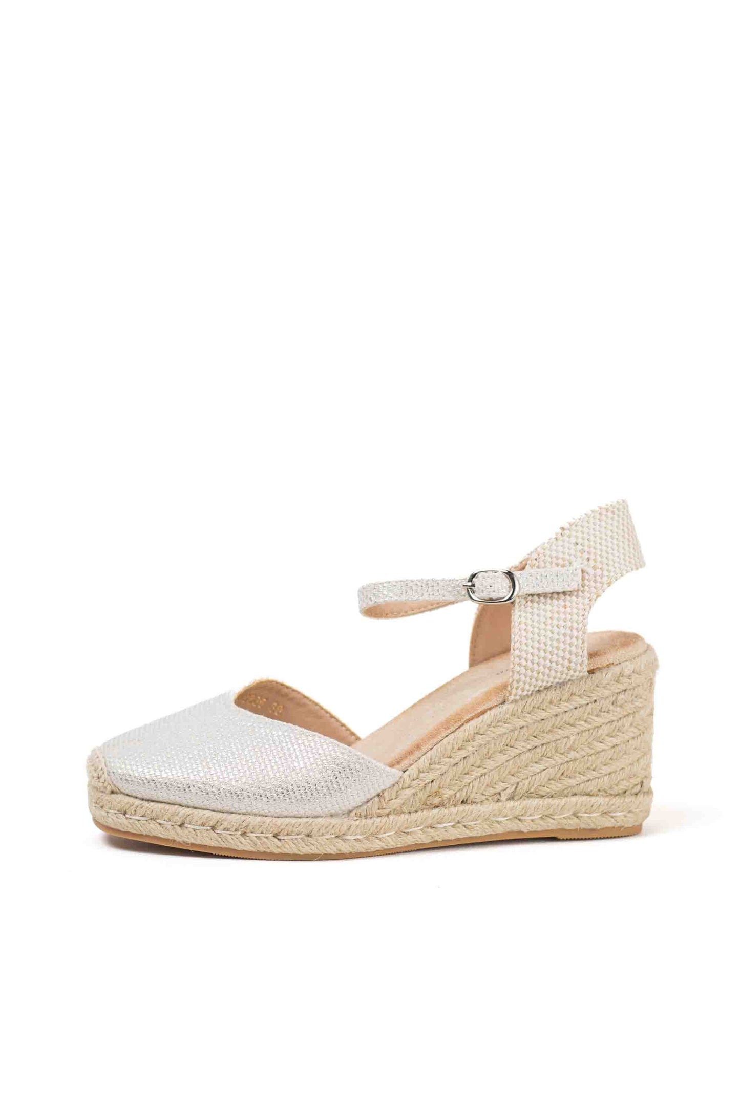alpargatas doradas mujer cuna altas de espartos con plataforma con plantilla almohadilla color Plateado talla 38
