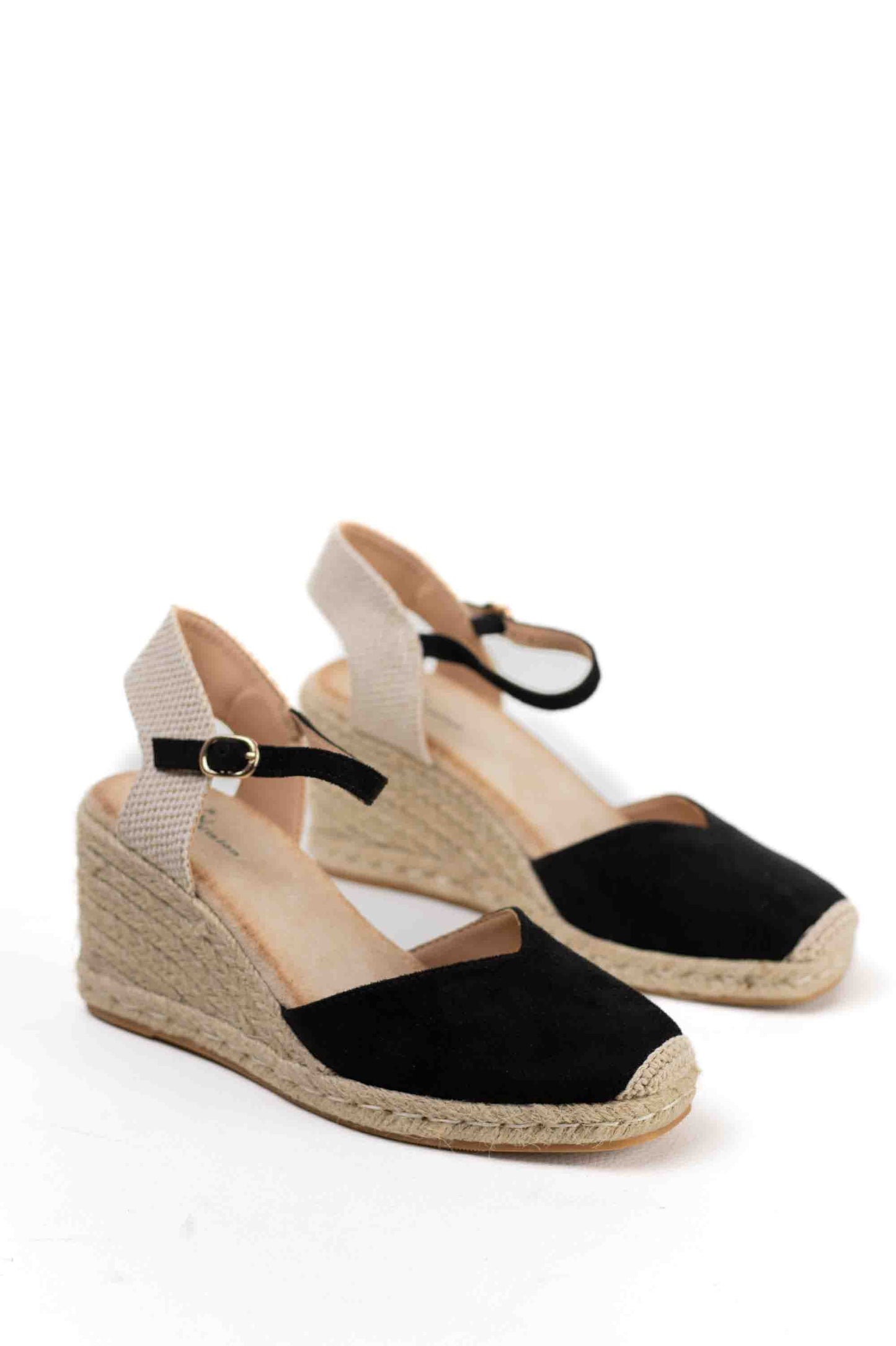 alpargatas doradas mujer cuna altas de espartos con plataforma con plantilla almohadilla color Negro talla 37