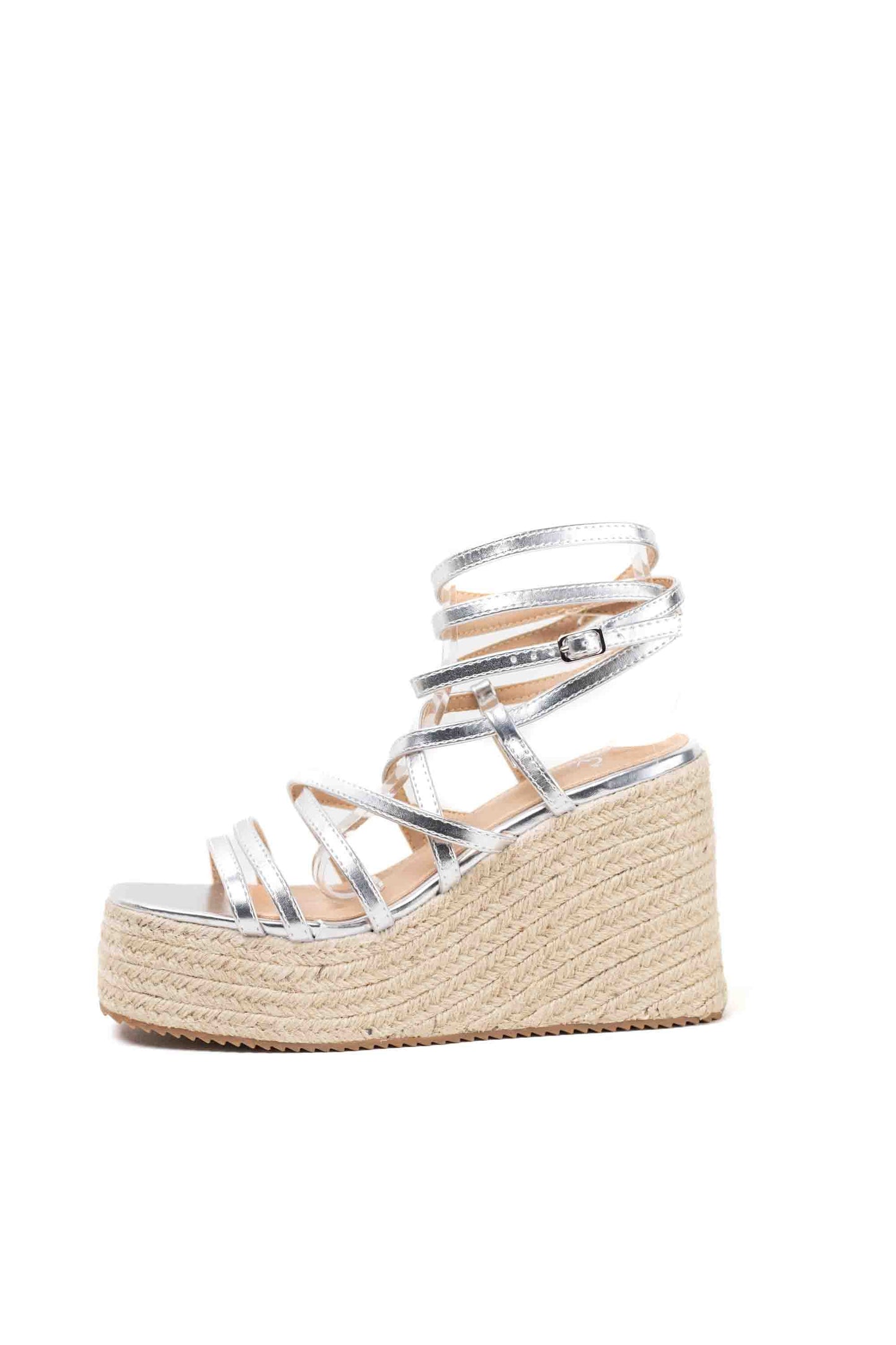 Cuñas de Esparto Metálicas con Tiras Elegantes y Plataforma