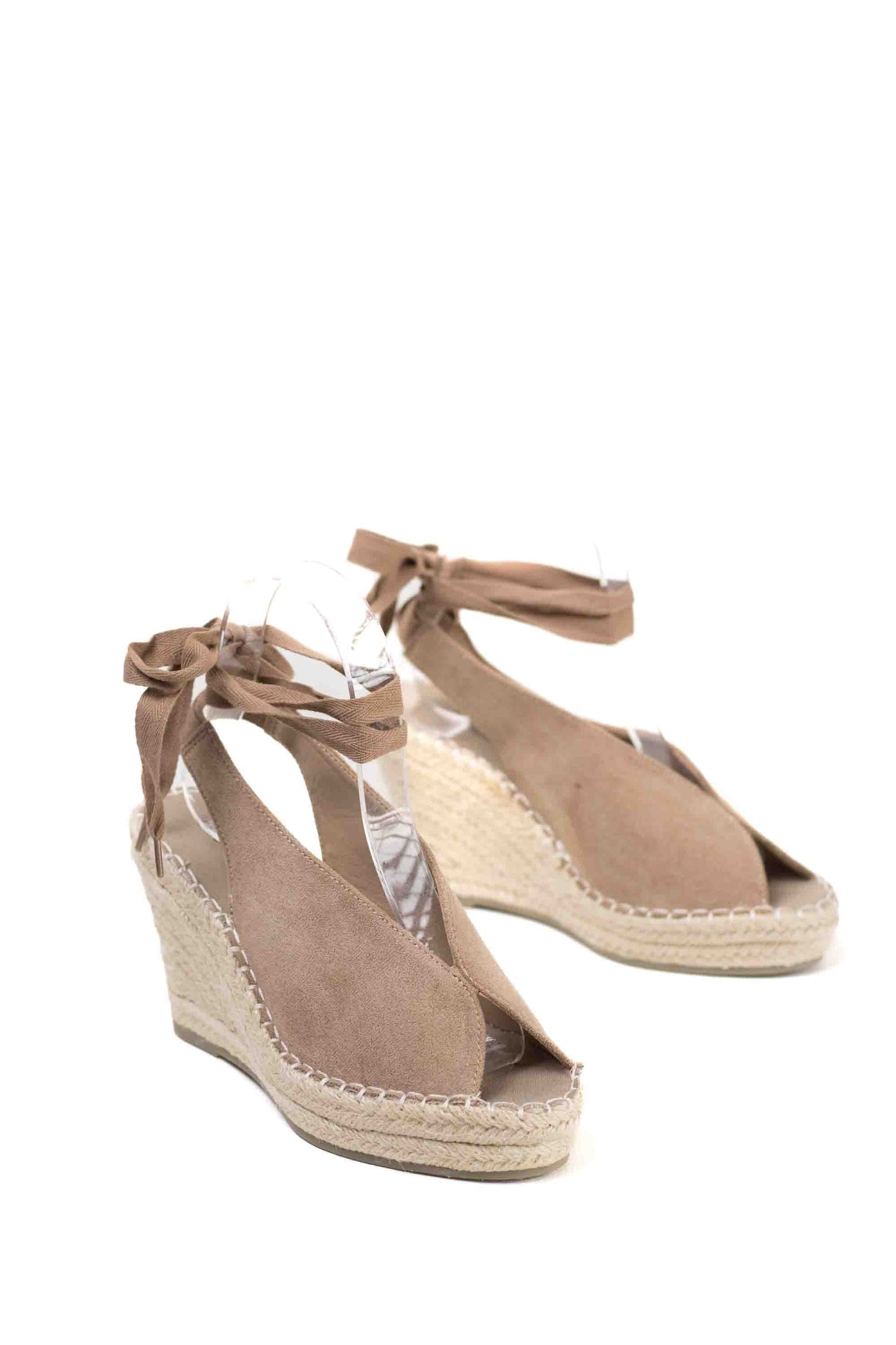 alpargatas cunas espartos altas con plataforma con cintas estilo bohemia Taupe 38