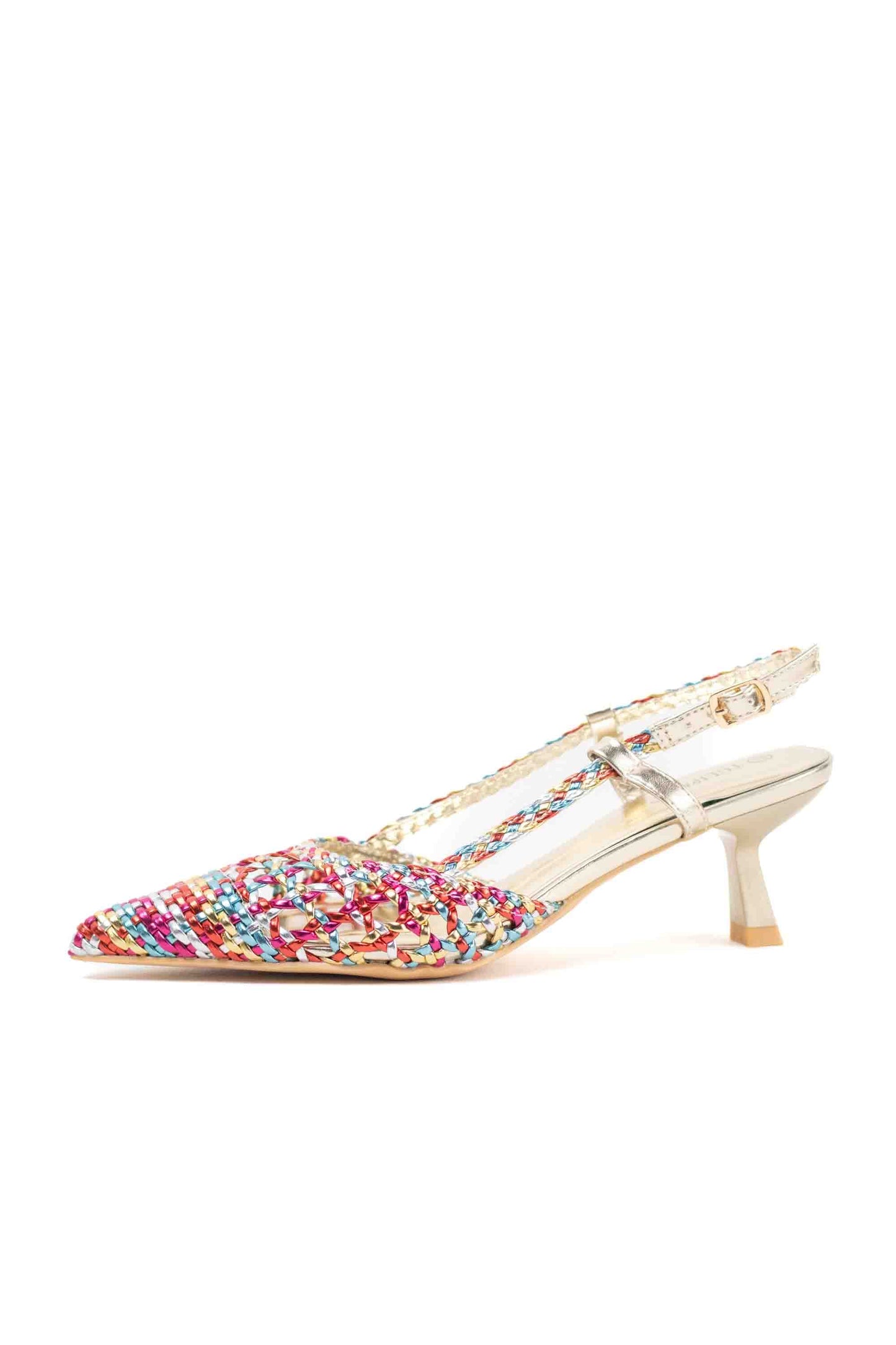 sandalias doradas de puntera puntiaguda con strass tacon chico Color 37