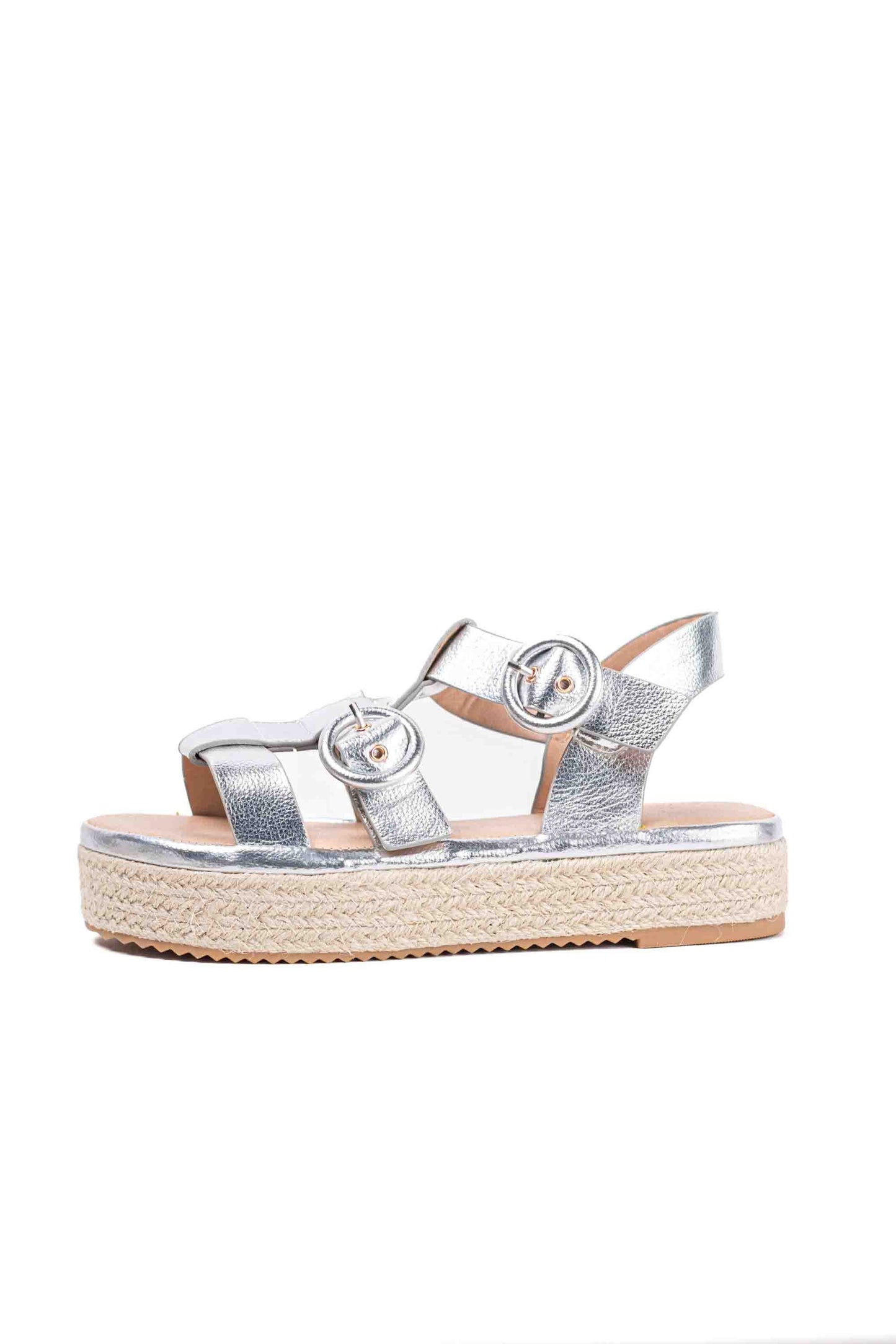 Sandalias doradas con plataforma de espartos romanas para mujer