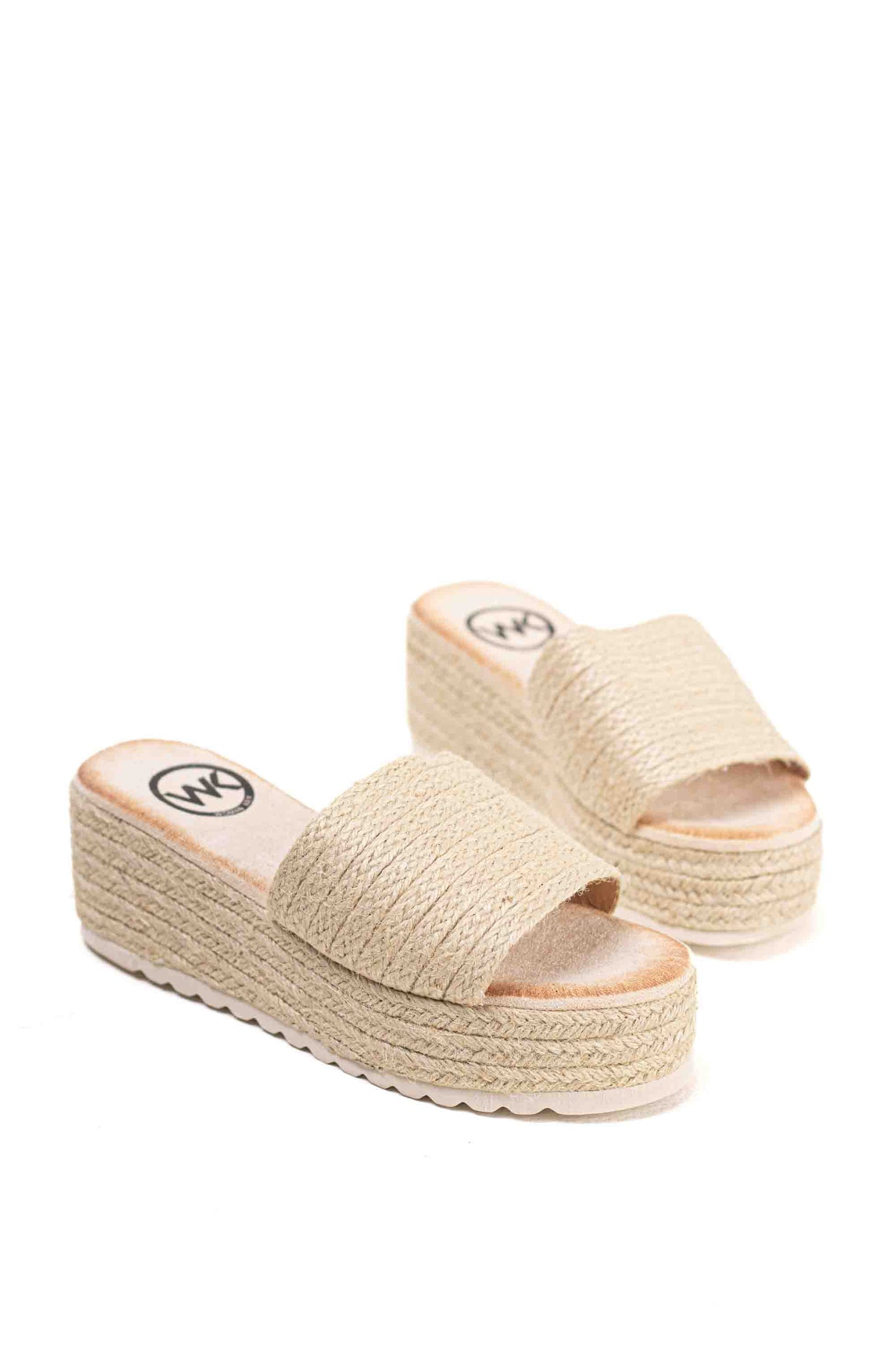 Sandalias mujer de esparto con cuña y plataforma