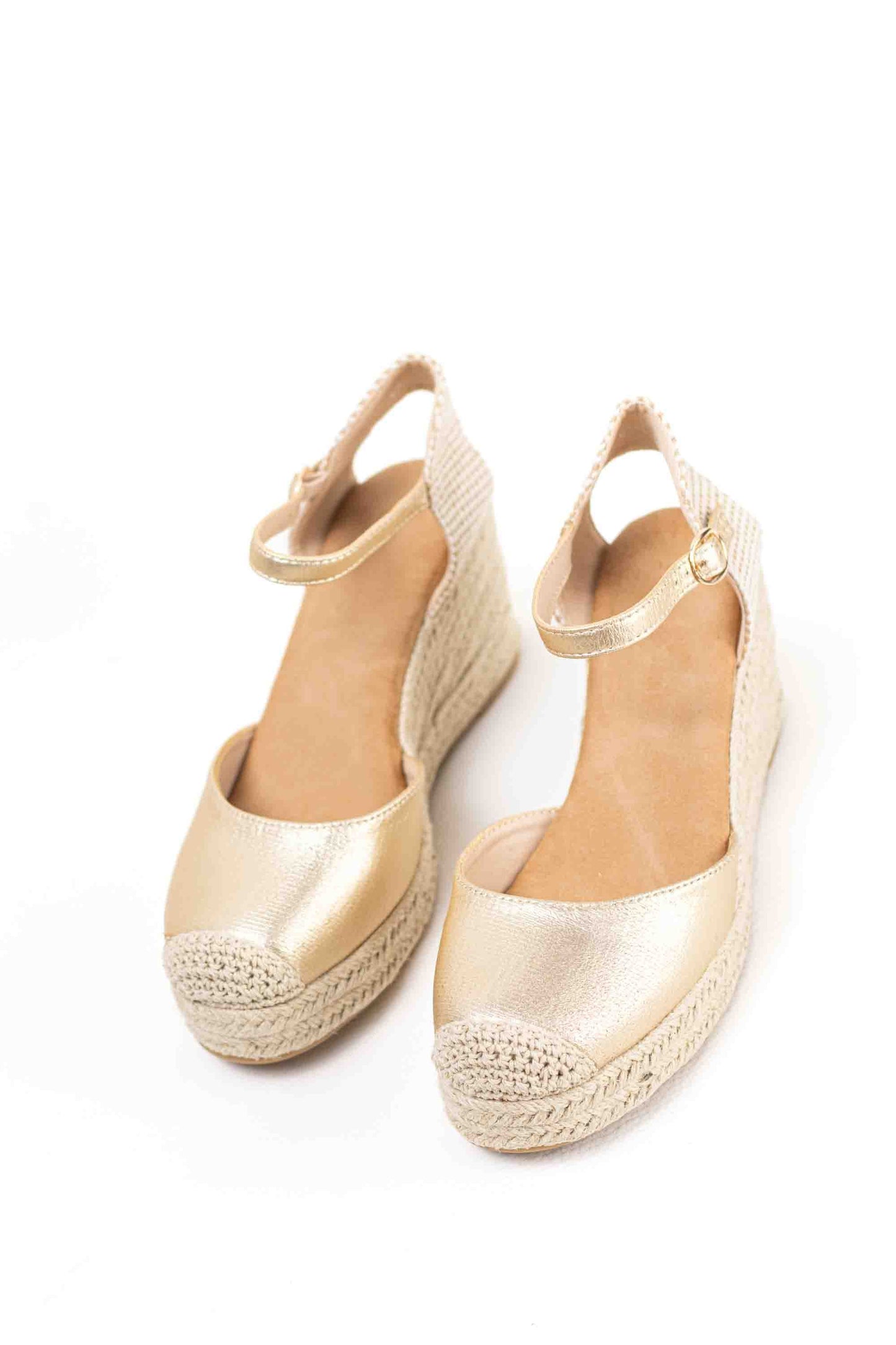 alpargatas doradas mujer de cunas altas de esparto con plataforma ligera con plantillas acolchadas color Doradas talla 38