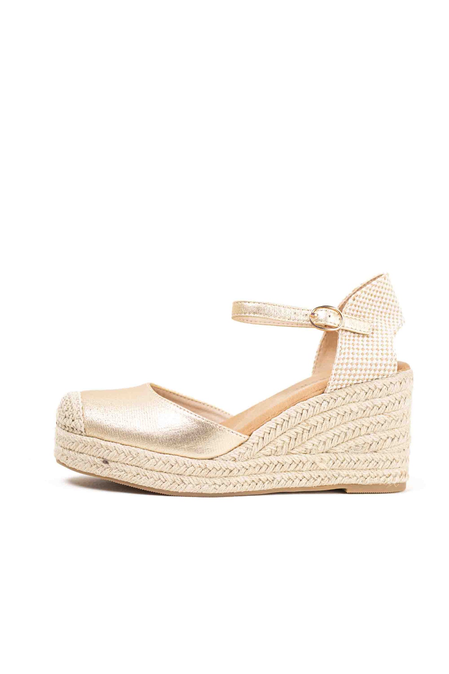 alpargatas doradas mujer de cunas altas de esparto con plataforma ligera con plantillas acolchadas color Doradas talla 41