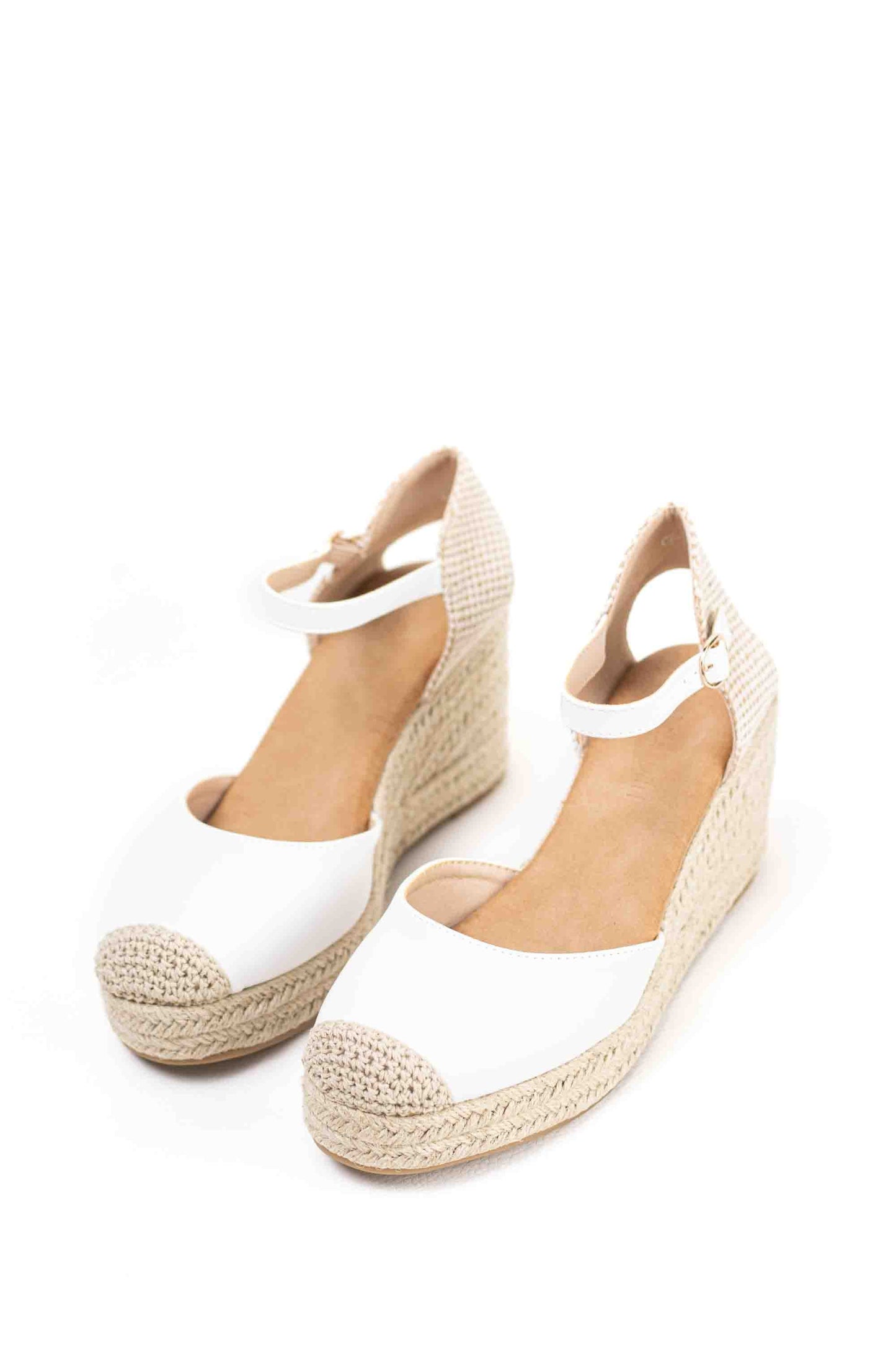 alpargatas doradas mujer de cunas altas de esparto con plataforma ligera con plantillas acolchadas color Blancas talla 38
