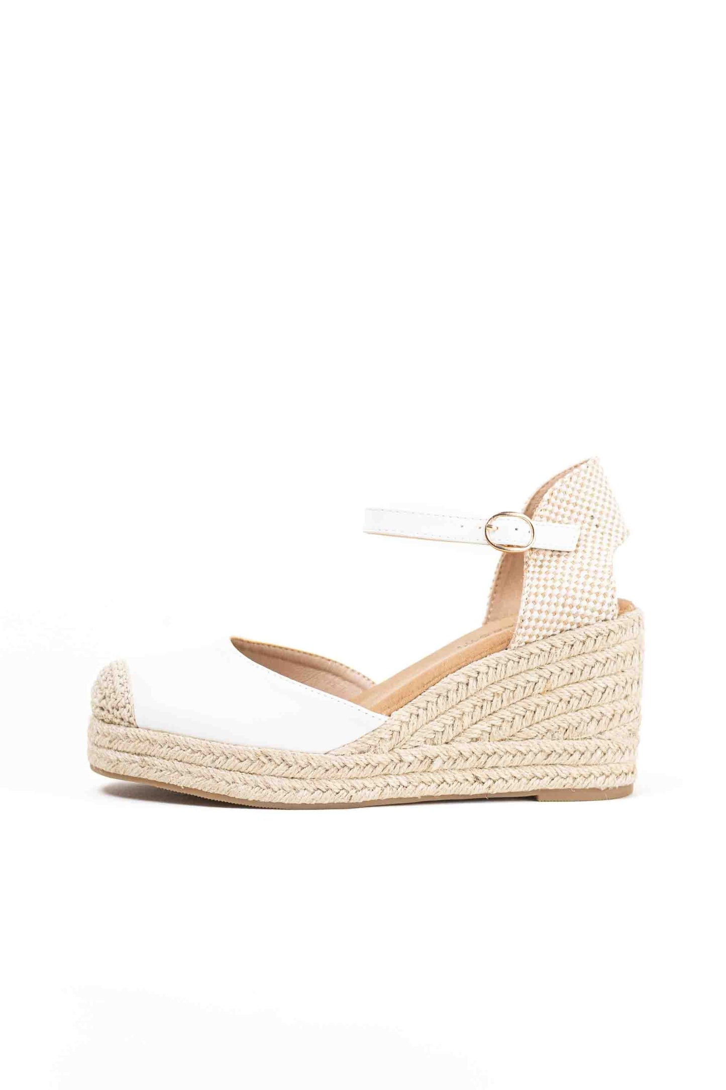 alpargatas doradas mujer de cunas altas de esparto con plataforma ligera con plantillas acolchadas color Blancas talla 41
