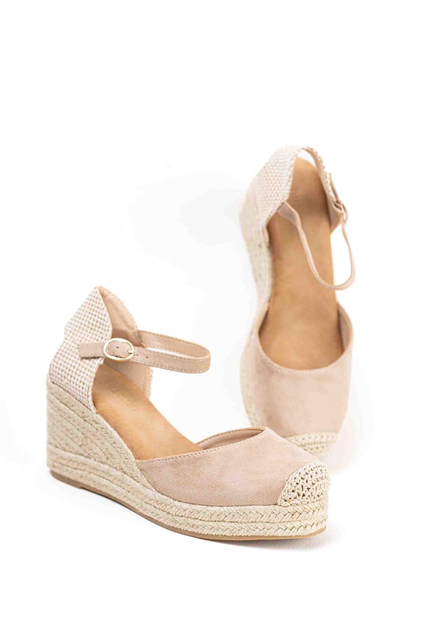 alpargatas doradas mujer de cunas altas de esparto con plataforma ligera con plantillas acolchadas color Beige talla 39