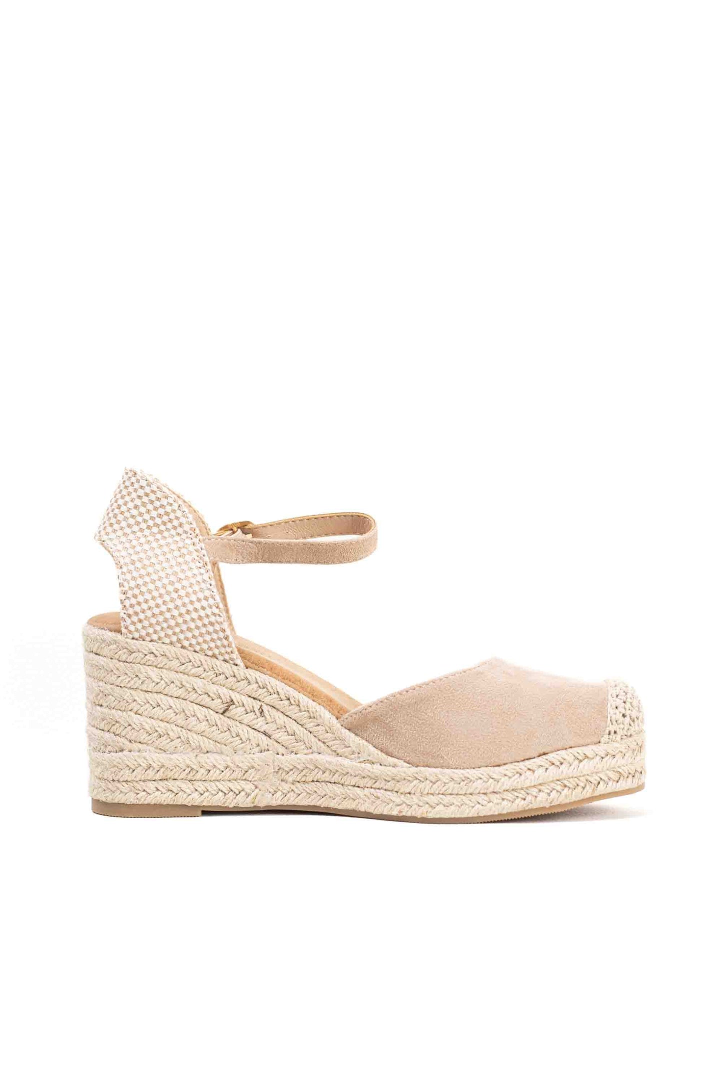 alpargatas doradas mujer de cunas altas de esparto con plataforma ligera con plantillas acolchadas color Beige talla 40