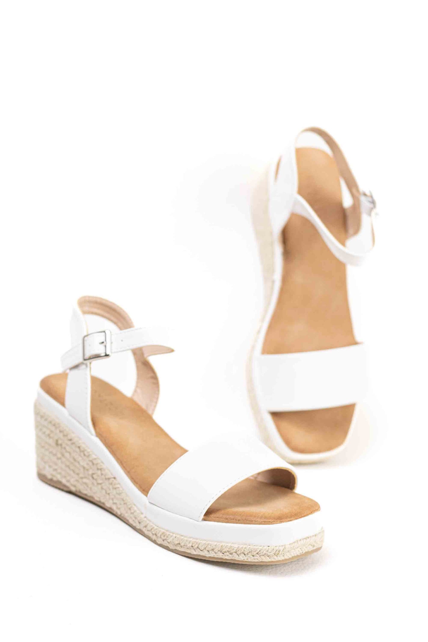 Sandalias doradas mujer cuña mediana de espartos con plataforma