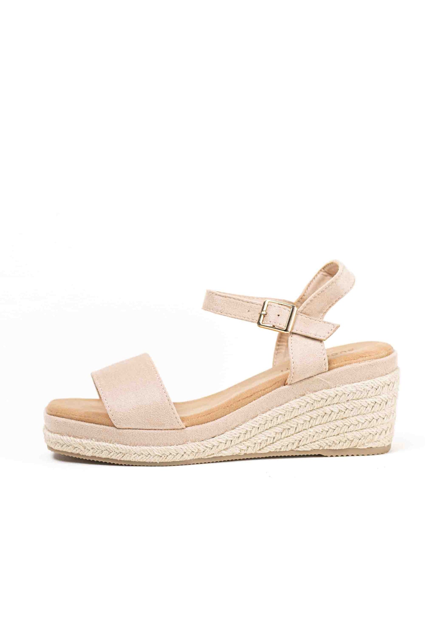 Sandalias doradas mujer cuña mediana de espartos con plataforma