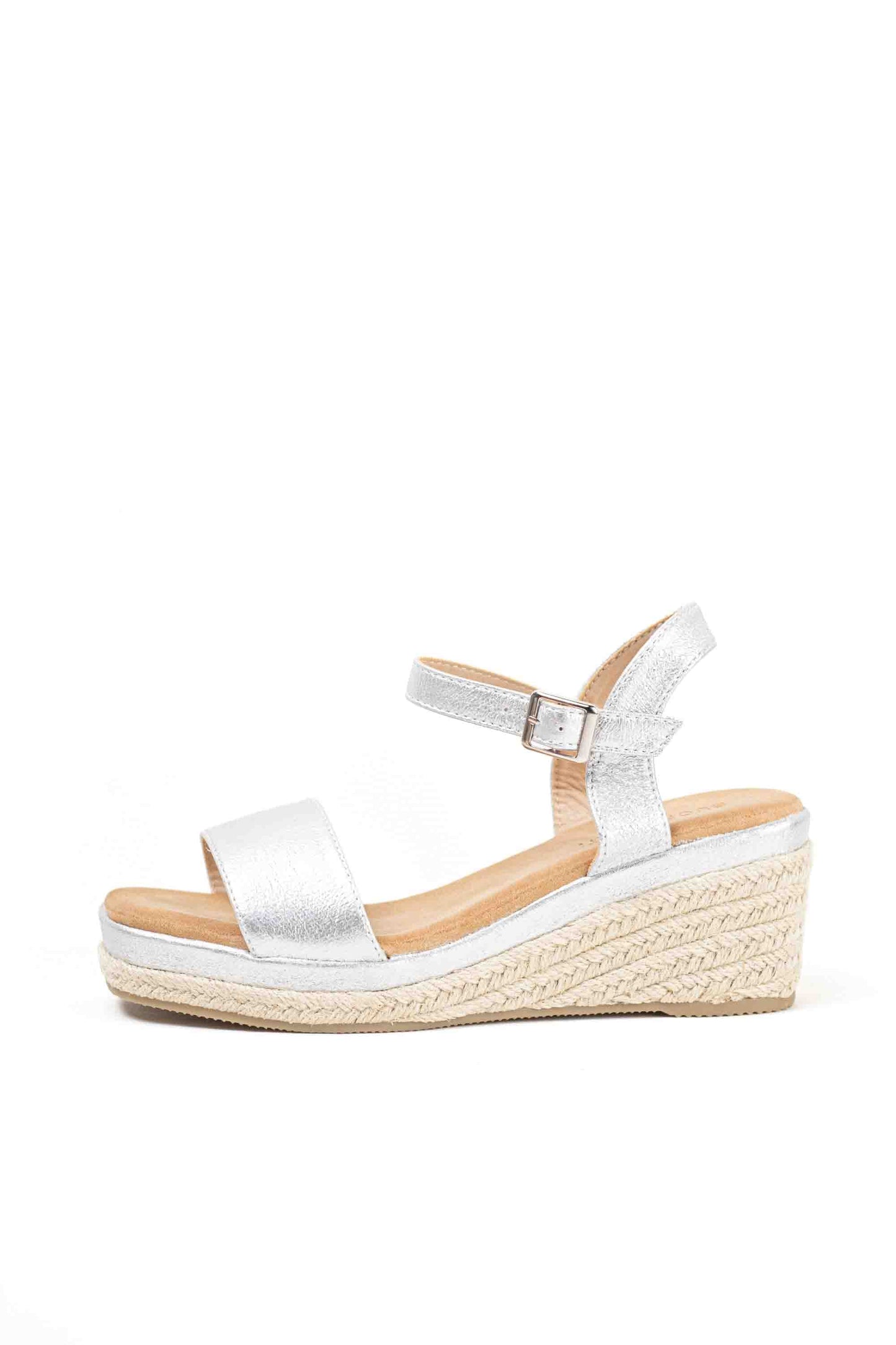 Sandalias doradas mujer cuña mediana de espartos con plataforma