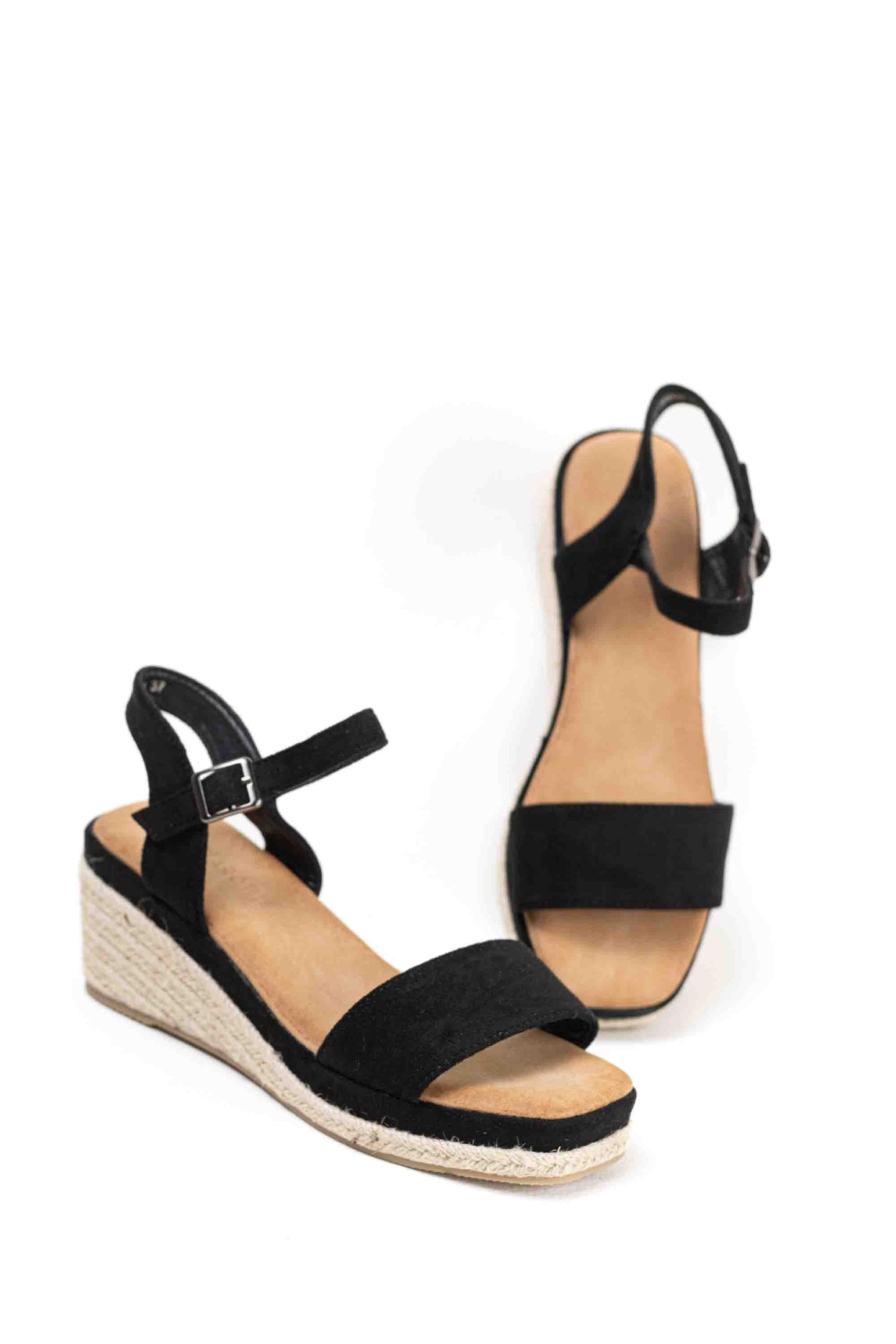 Sandalias doradas mujer cuña mediana de espartos con plataforma