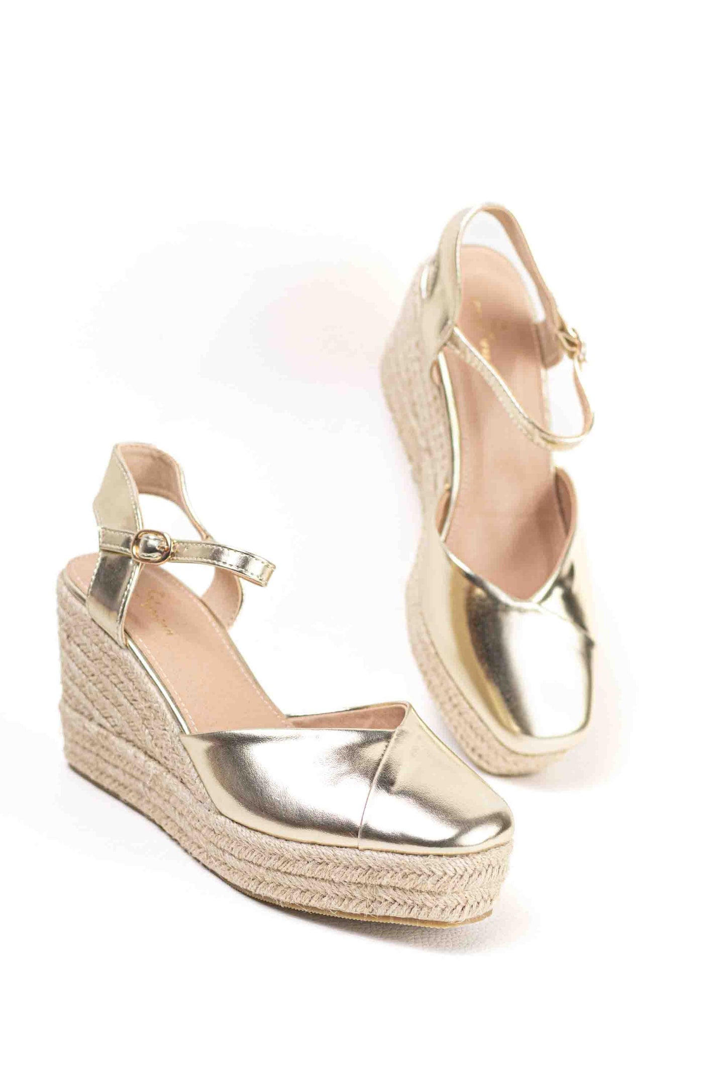 alpargatas cunas espartos altas mujer con plataforma super ligeras color Gold talla 37