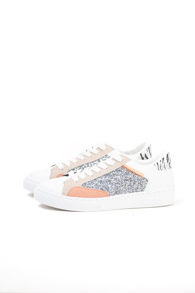 Zapatillas plataforma mujer detalla purpurinas con cordones