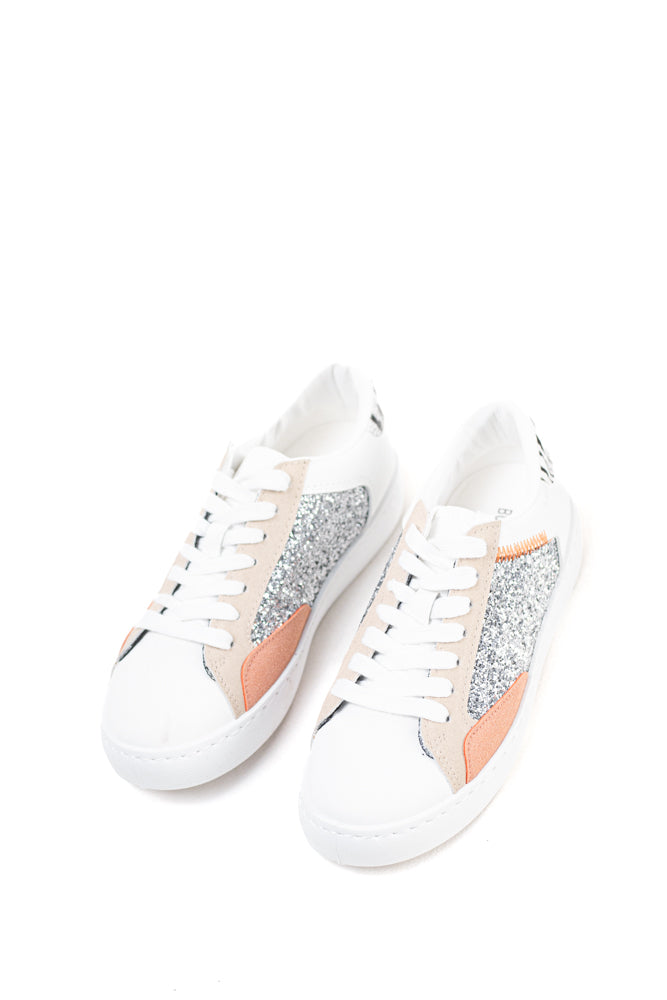 Zapatillas plataforma mujer detalla purpurinas con cordones