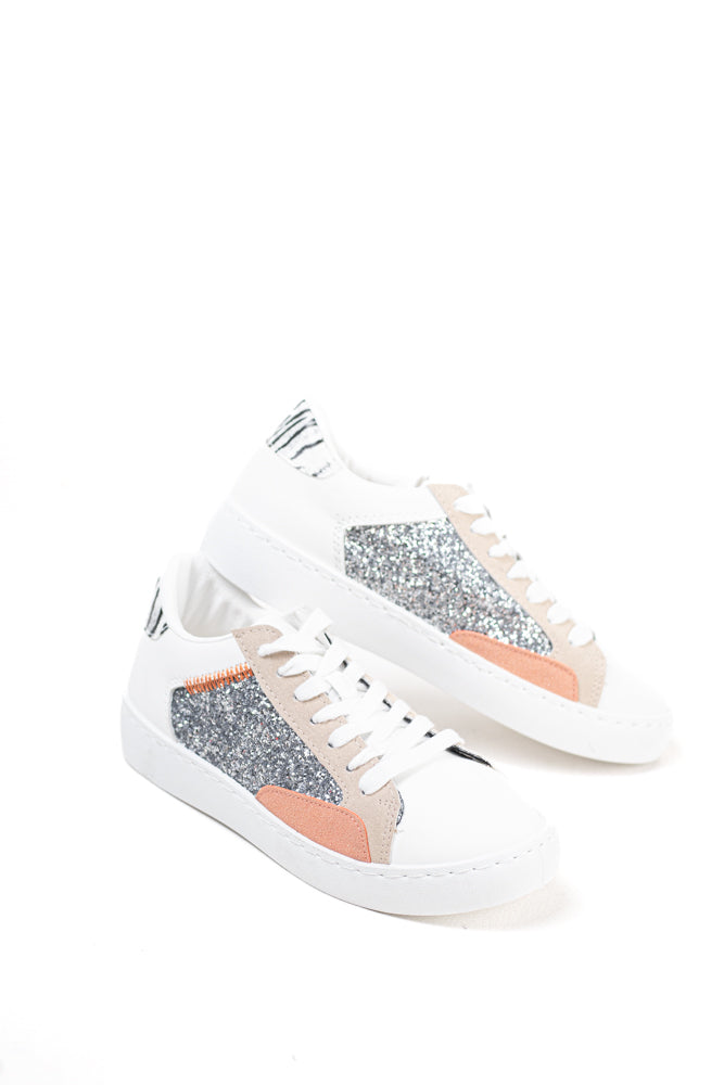 Zapatillas plataforma mujer detalla purpurinas con cordones