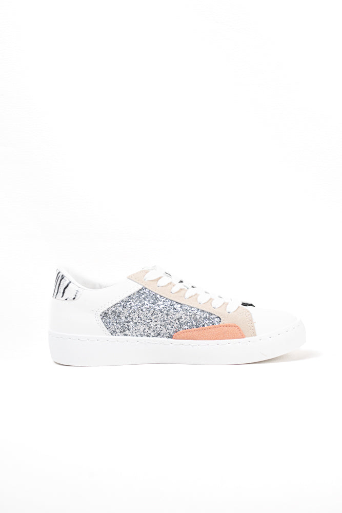 Zapatillas plataforma mujer detalla purpurinas con cordones