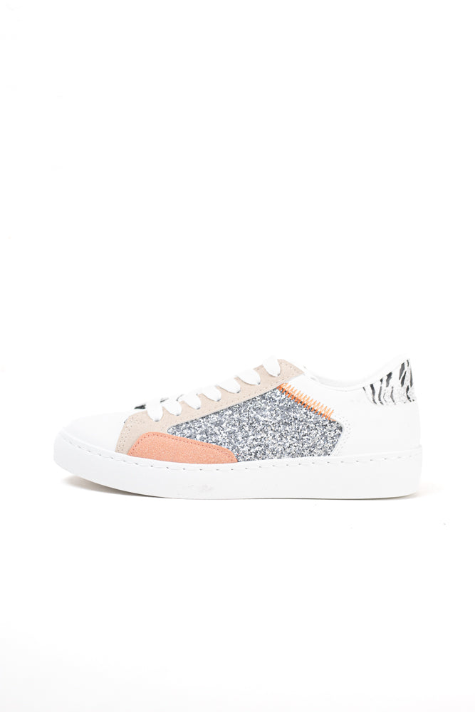 Zapatillas plataforma mujer detalla purpurinas con cordones