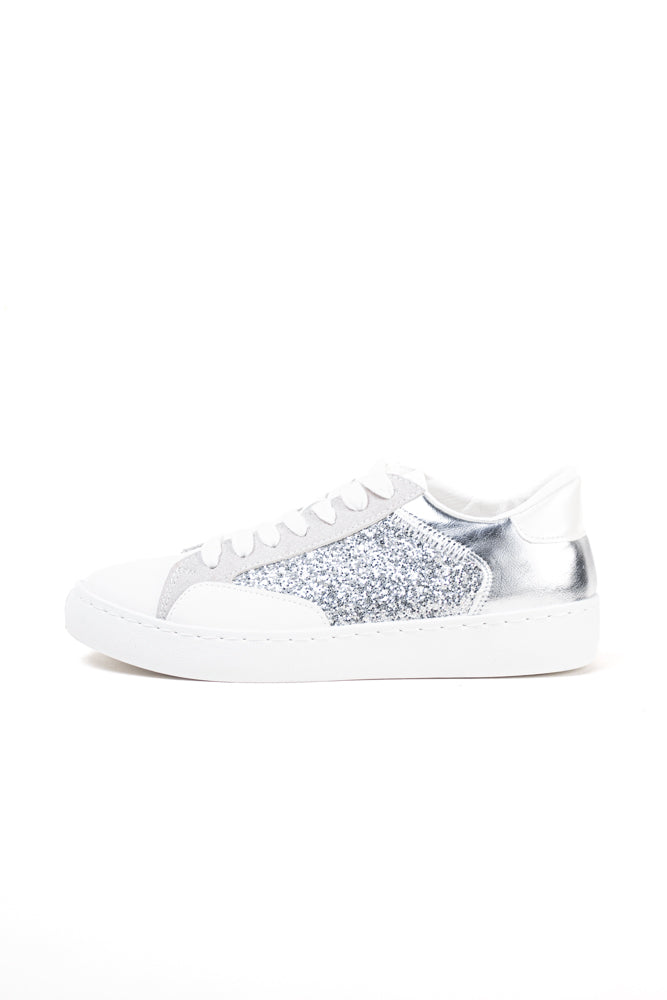 Zapatillas plataforma mujer detalla purpurinas con cordones