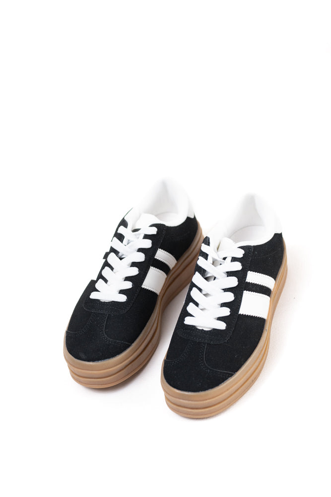 Zapatillas plataforma mujer estilo retro con cordones