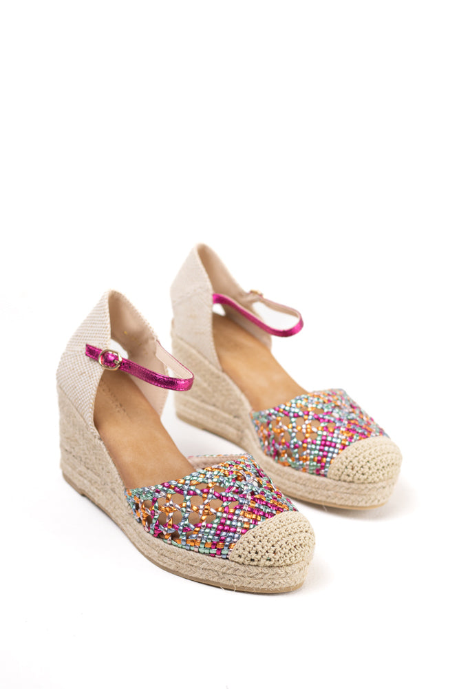 alpargatas cunas altas de espartos para mujer con plataforma y plantilla acolchada color Multicolor talla 40