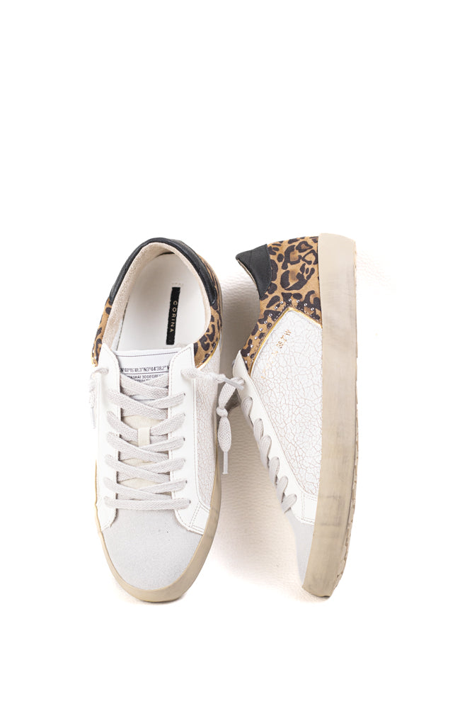 Zapatilla deportiva estilo retro con estampado leopardo Corina
