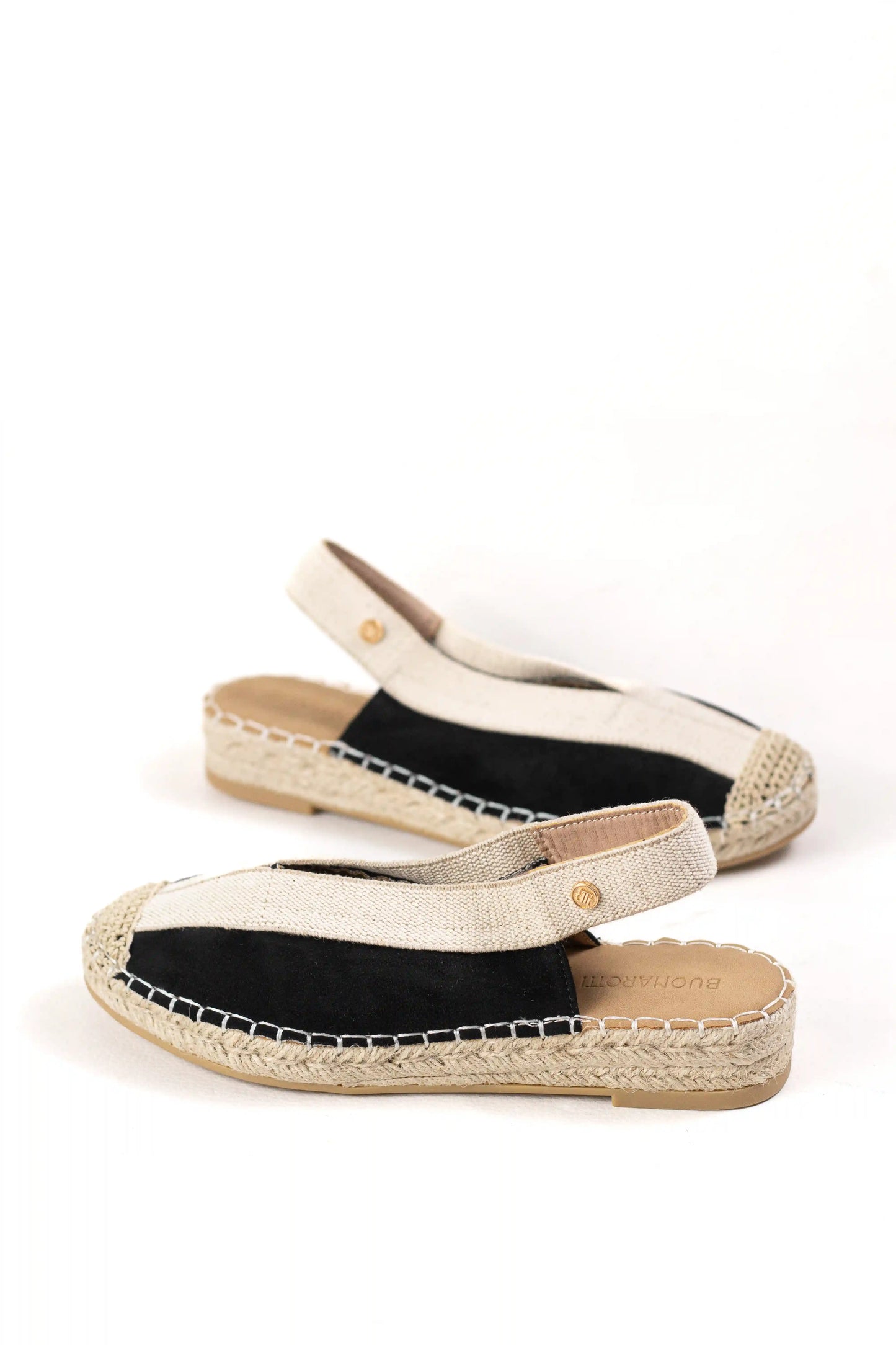 sandalia alpargata de mujer con suela de esparto y detalle trenzado color Negras/Beige talla 40
