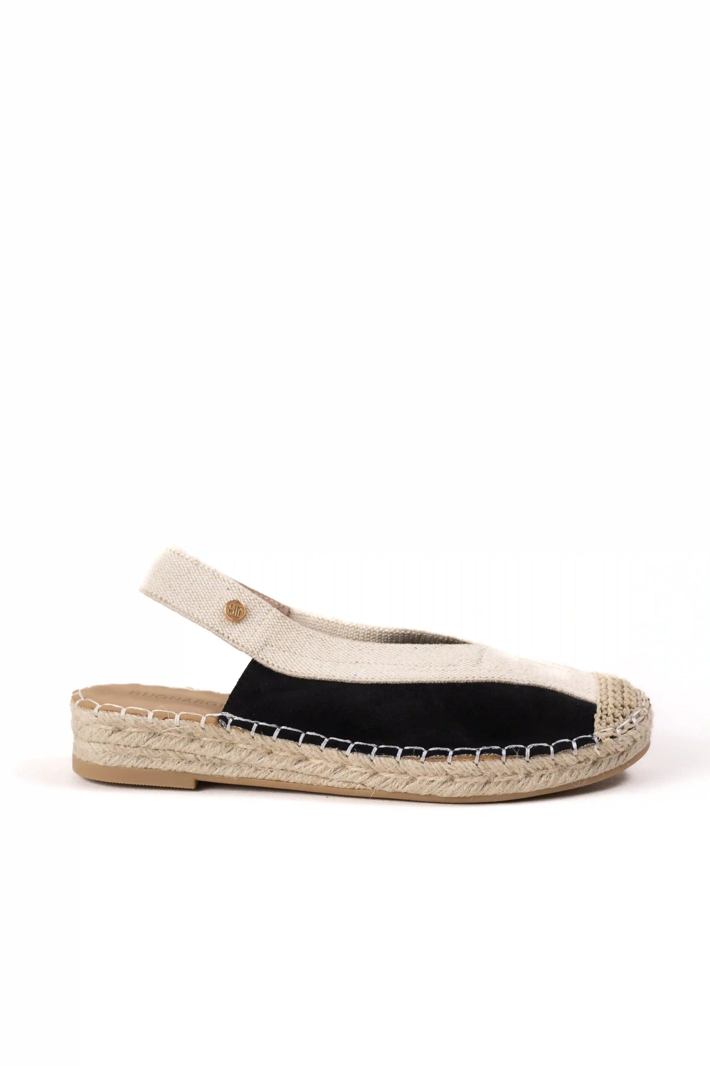 sandalia alpargata de mujer con suela de esparto y detalle trenzado color Negras/Beige talla 41