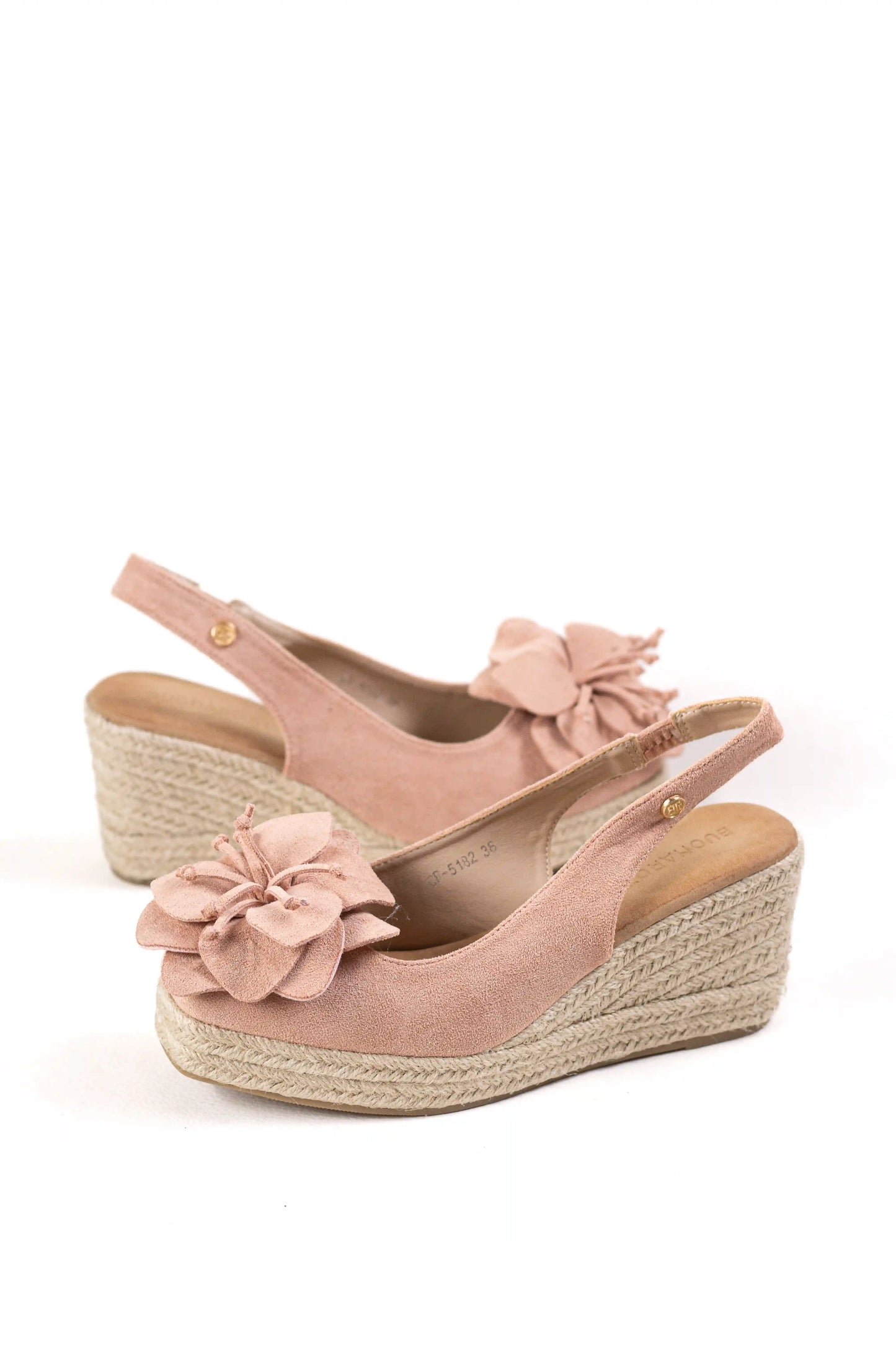 sandalias alpargatas de cunas con suela de esparto y detalle floral alpargatas color Rosas talla 38