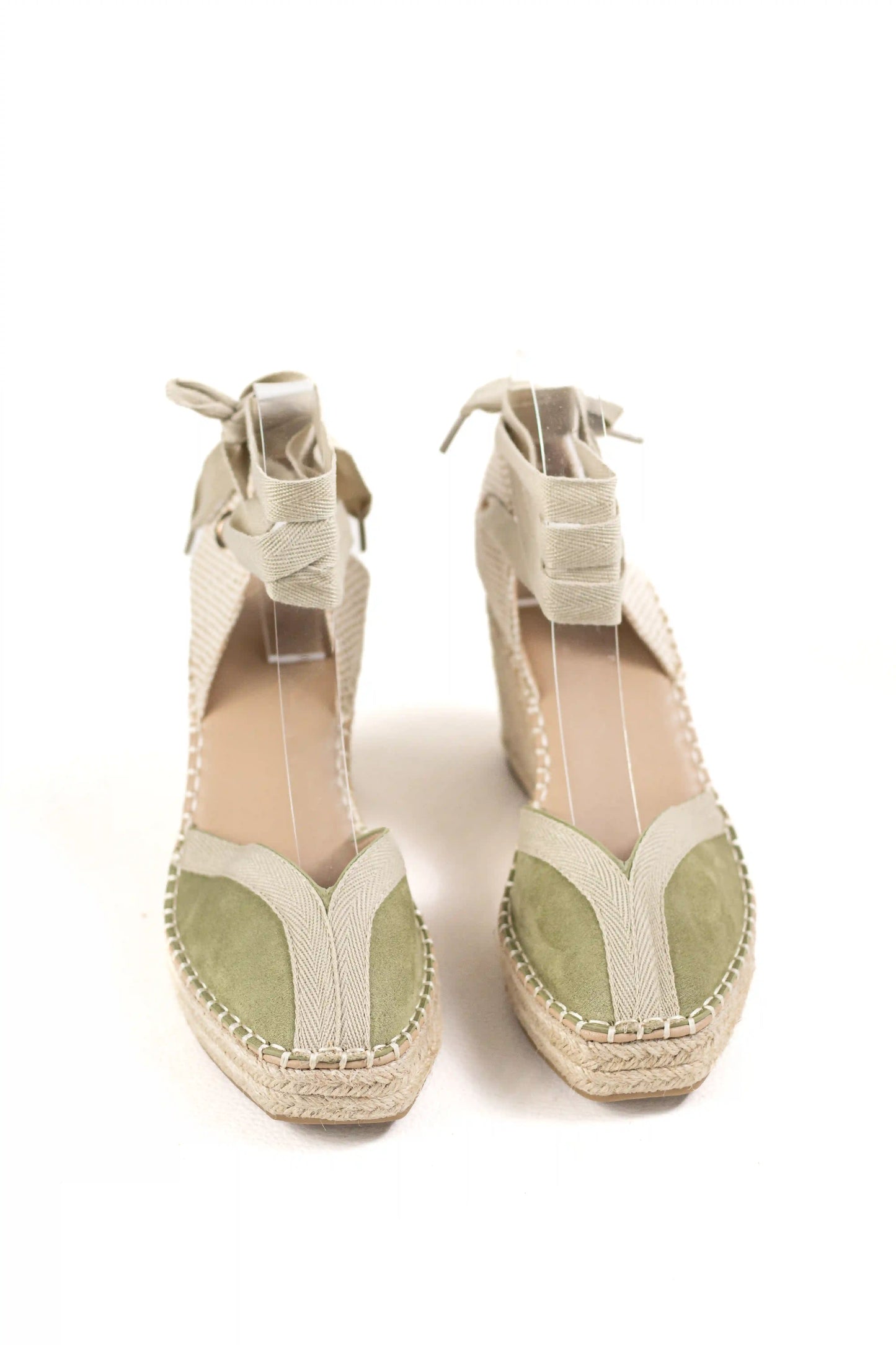 sandalias de cunas en yute suela antideslizante estilo alpargata y cintas al tobillo alpargatas color Verde talla 40