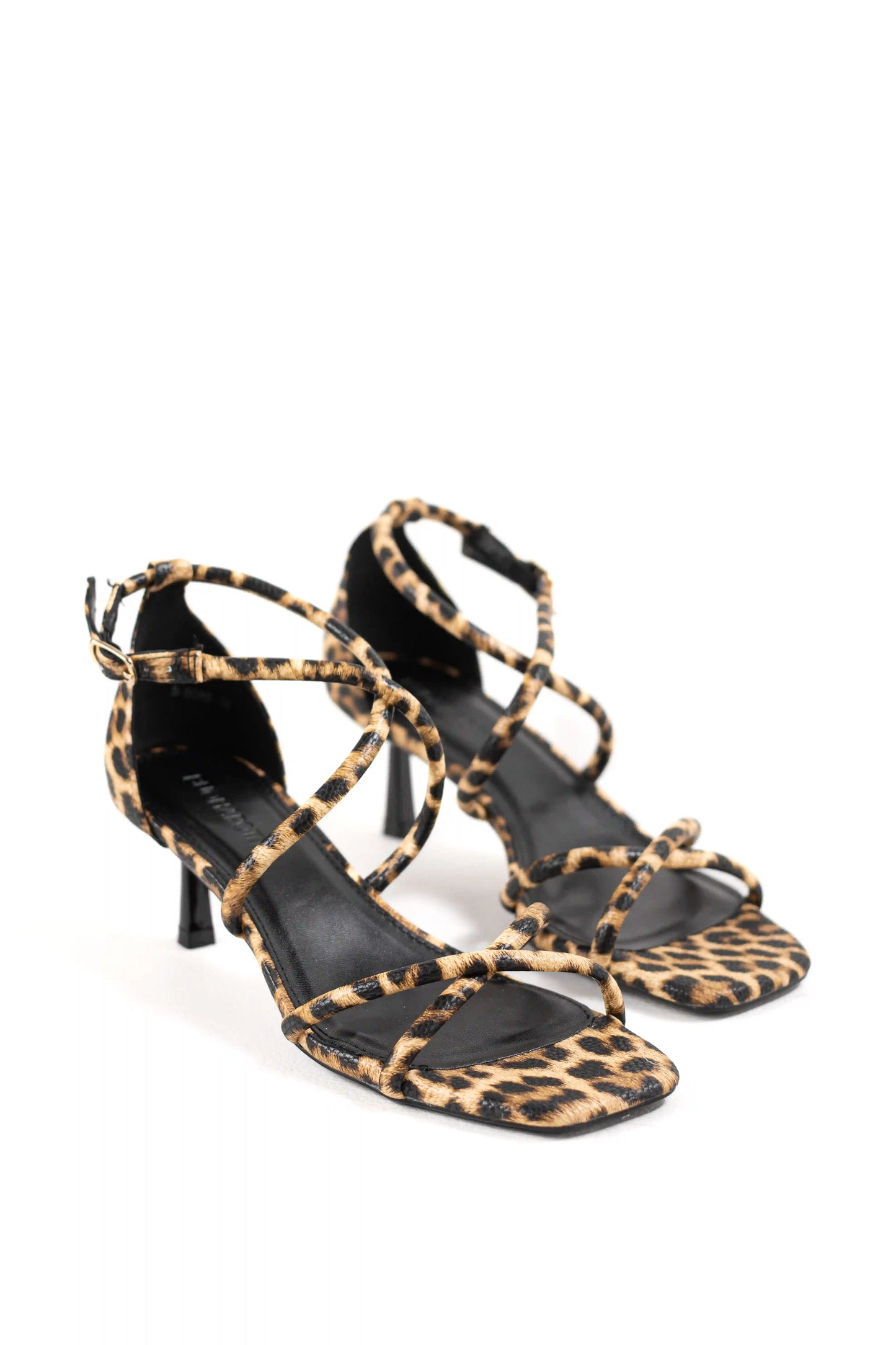 sandalia de tacon medio con tiras suela antideslizante estilo elegante y cierre de hebilla sandalias color Leopardo talla 36