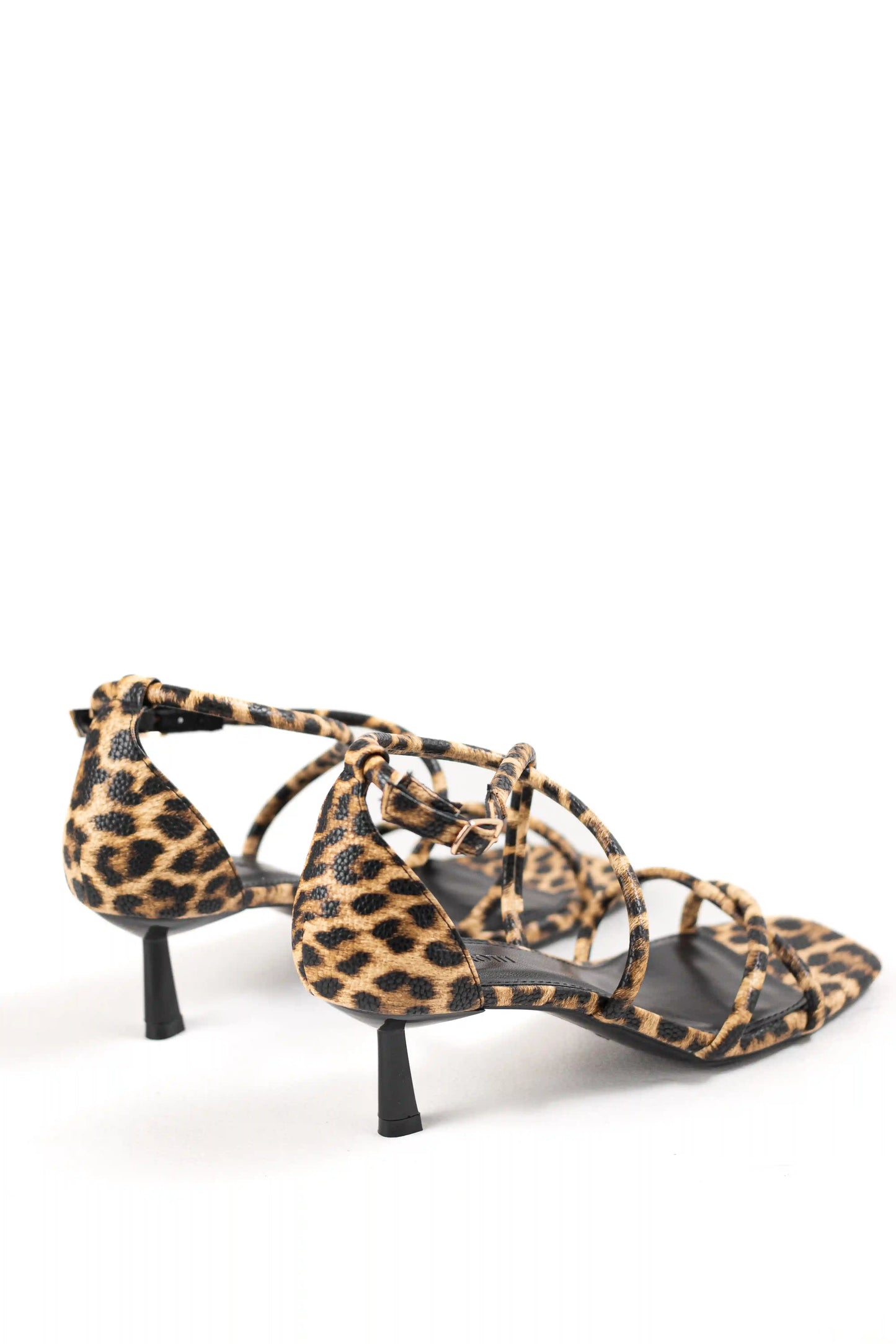 sandalia de tacon medio con tiras suela antideslizante estilo elegante y cierre de hebilla sandalias color Leopardo talla 37